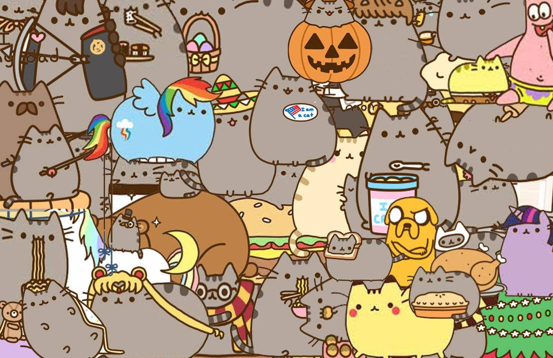 Pusheen, cartoon cats, costumes, SD Desktop Wallpaper