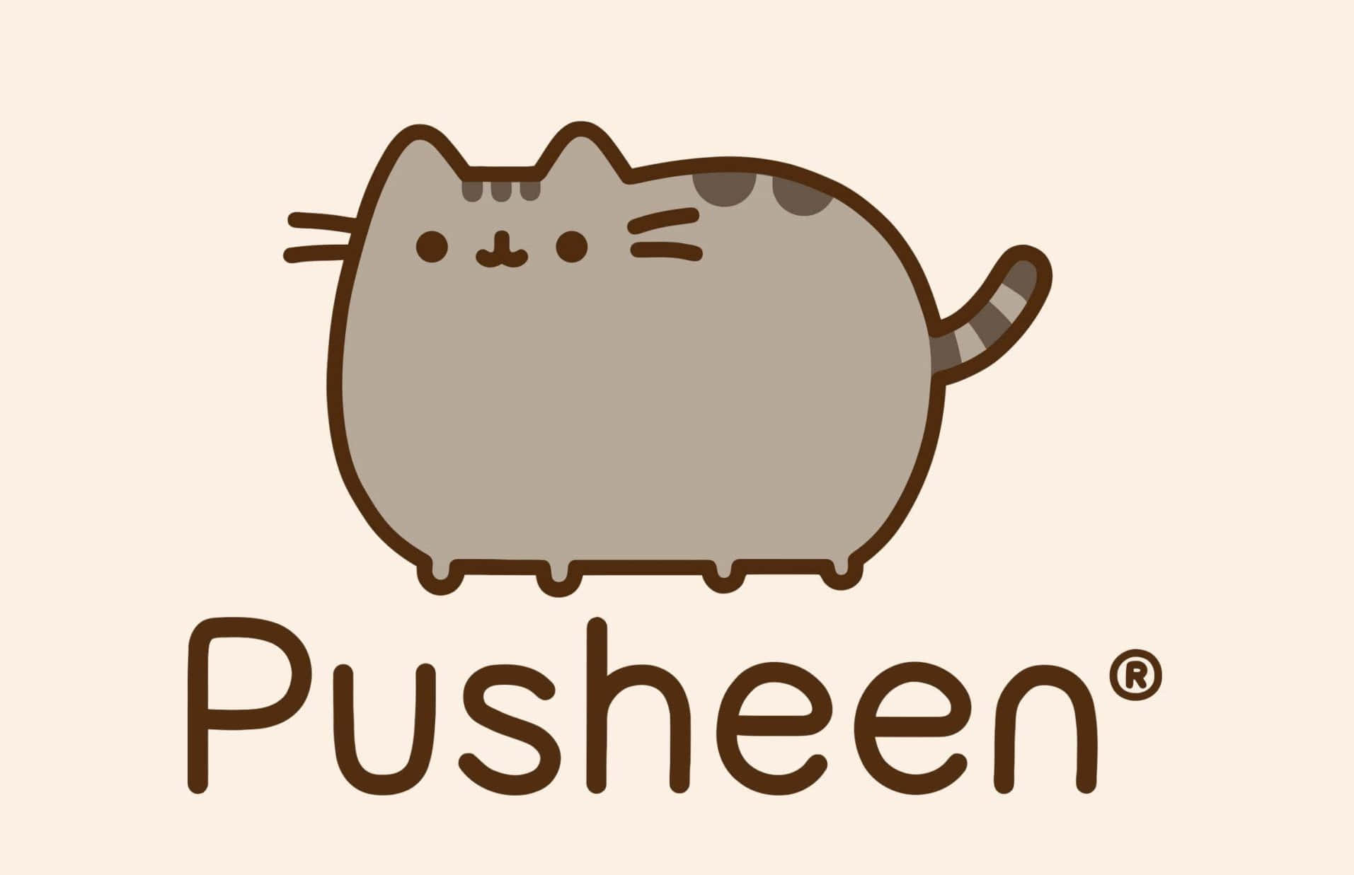 Pusheen, chubby gray cat, brown stripes, HD Desktop Wallpaper
