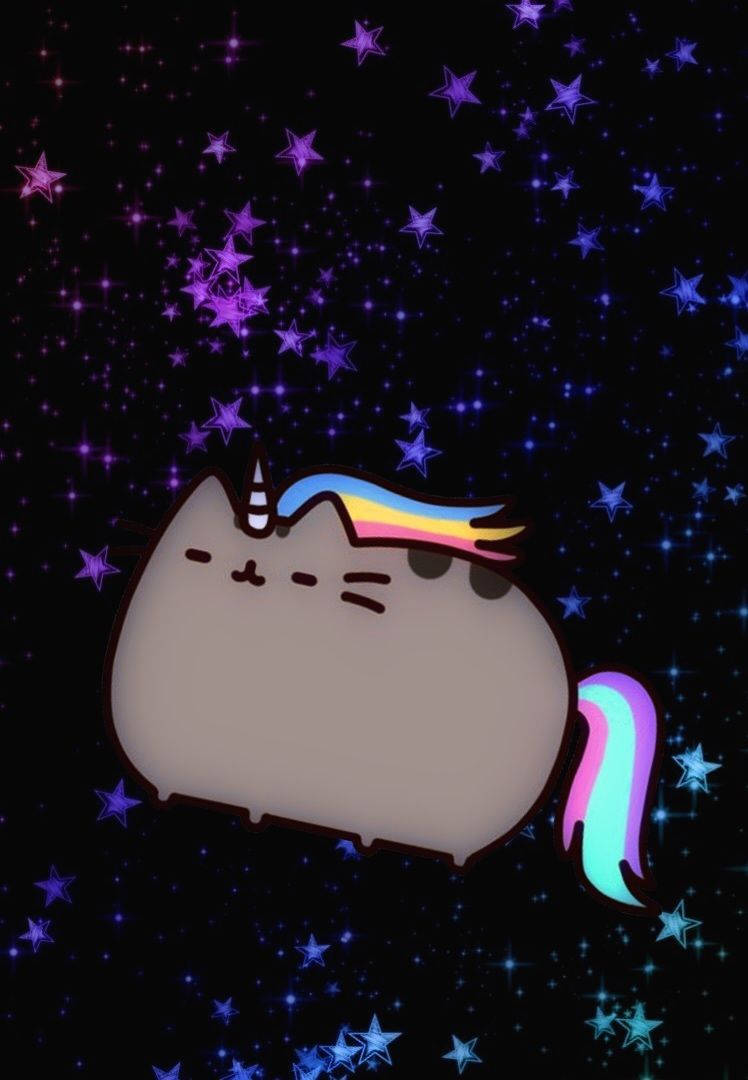 Pusheen, rainbow mane, rainbow tail, SD Phone Wallpaper