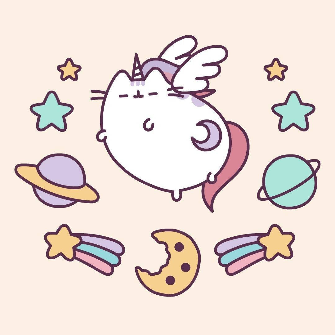 Pusheen, unicorn, wings, SD Desktop Wallpaper