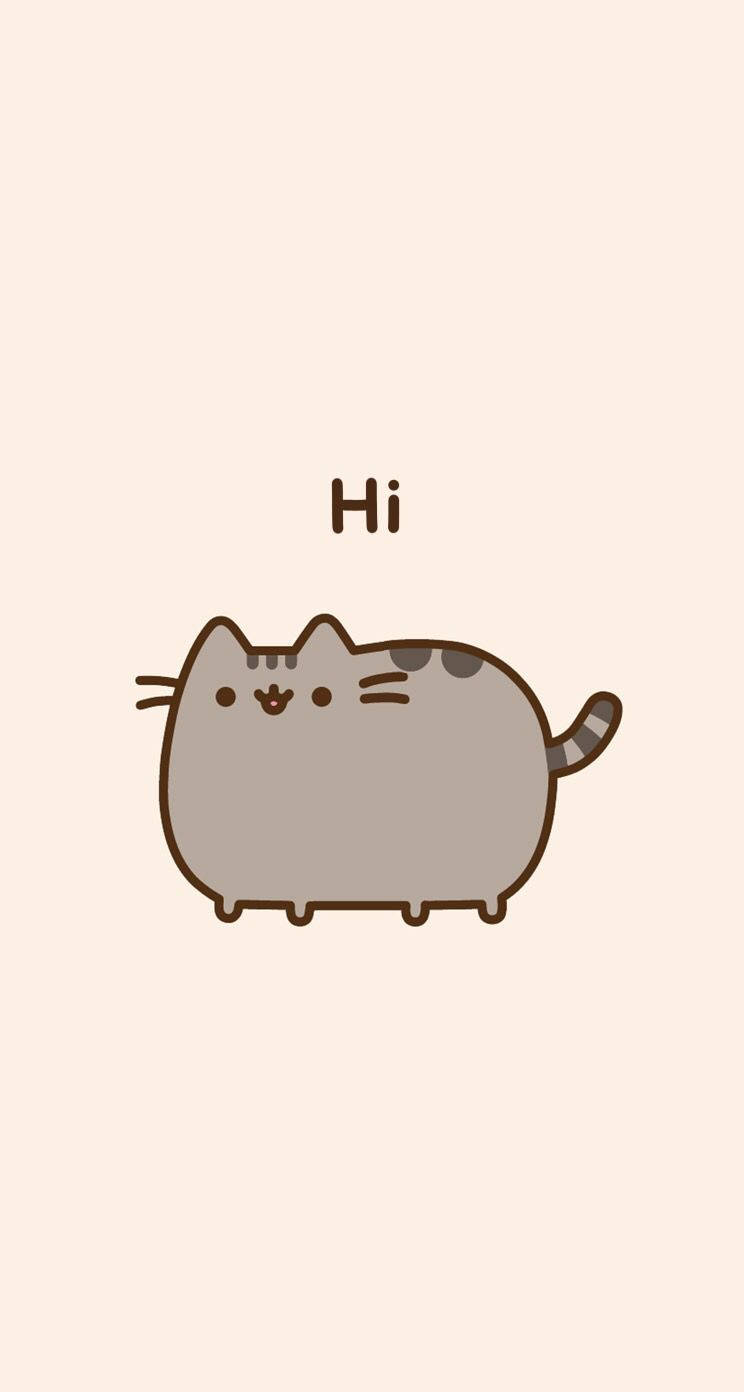Pusheen, striped tail, chubby cartoon cat, HD Phone Wallpaper