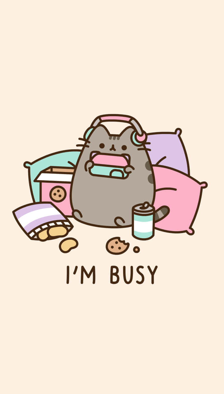 Pusheen, headphones, pillows, HD Phone Wallpaper