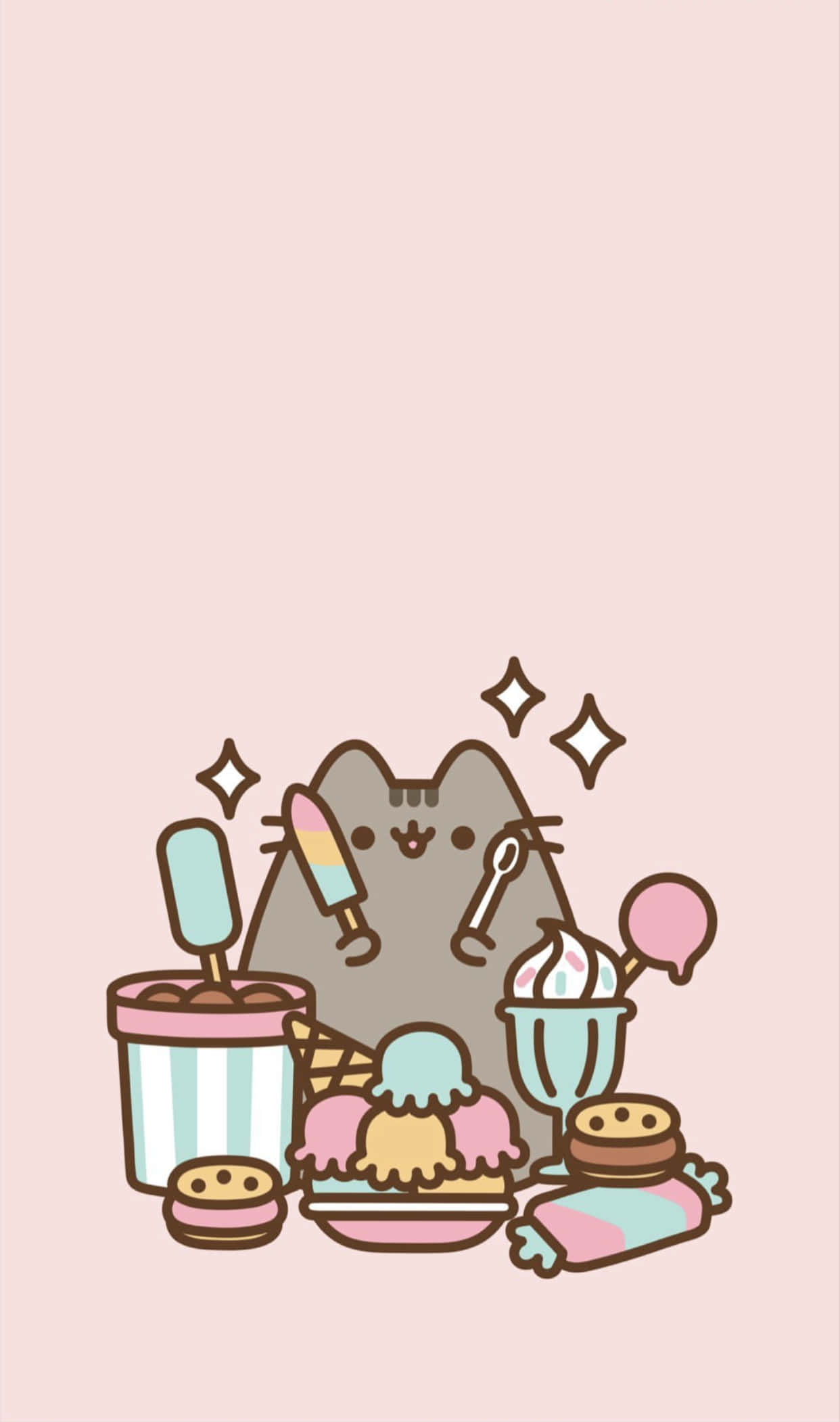 Pusheen, kawaii, gray cat, Full HD Phone Wallpaper