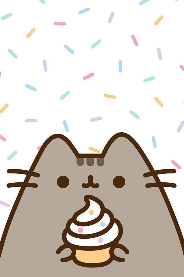 Pusheen, gray cat, big eyes, SD Phone Wallpaper