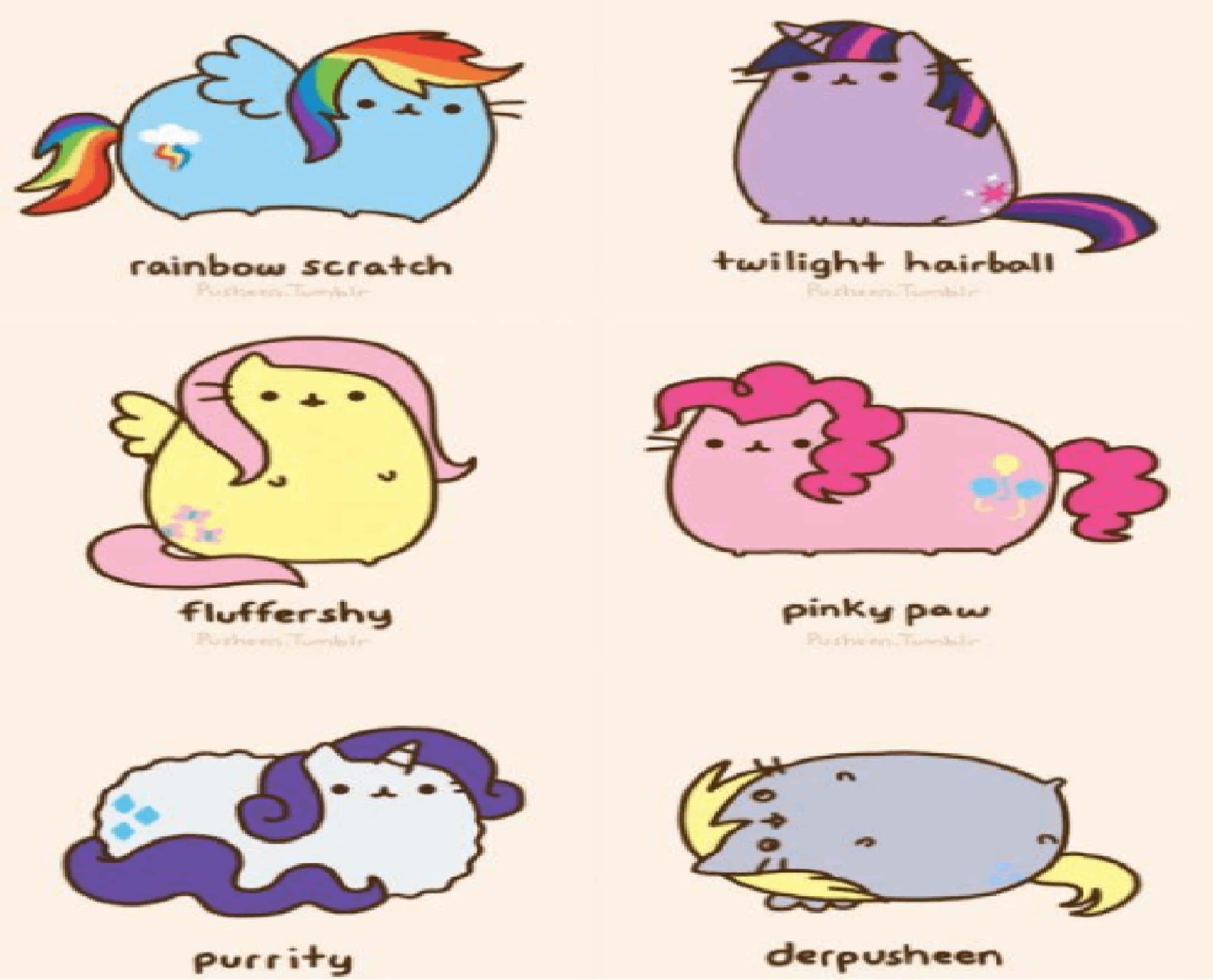 Pusheen, kawaii, little pony, 2K Desktop Wallpaper