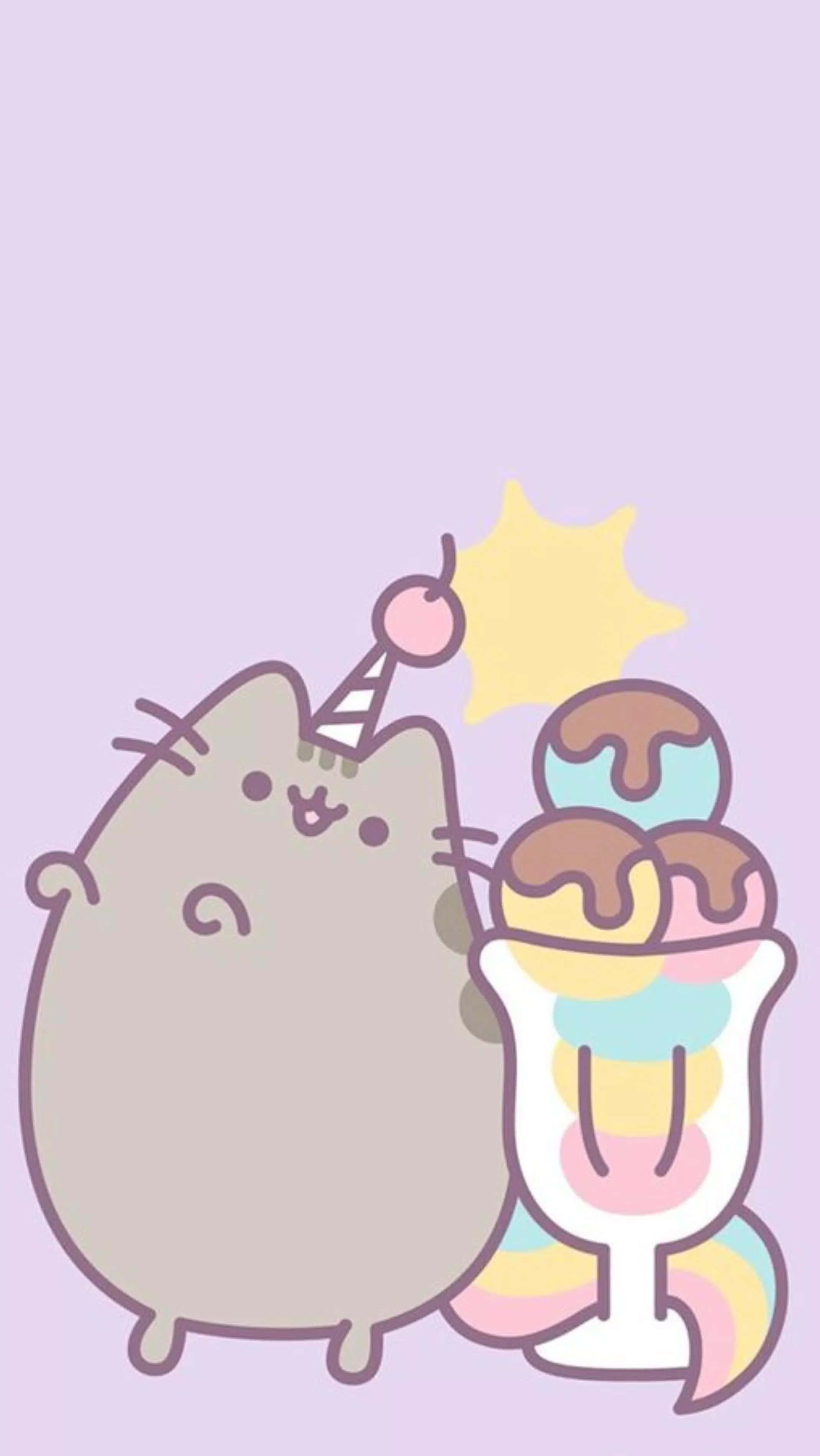 Pusheen, kawaii, rainbow sundae, 2K Phone Wallpaper