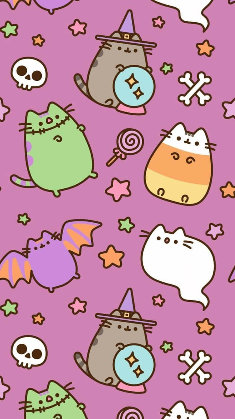 Kawaii HD Halloween Pusheen, Pusheen, witches, HD Phone Wallpaper