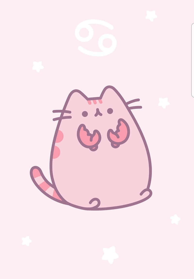 Pusheen, Cancer zodiac sign, pink cartoon cat, SD Phone Wallpaper