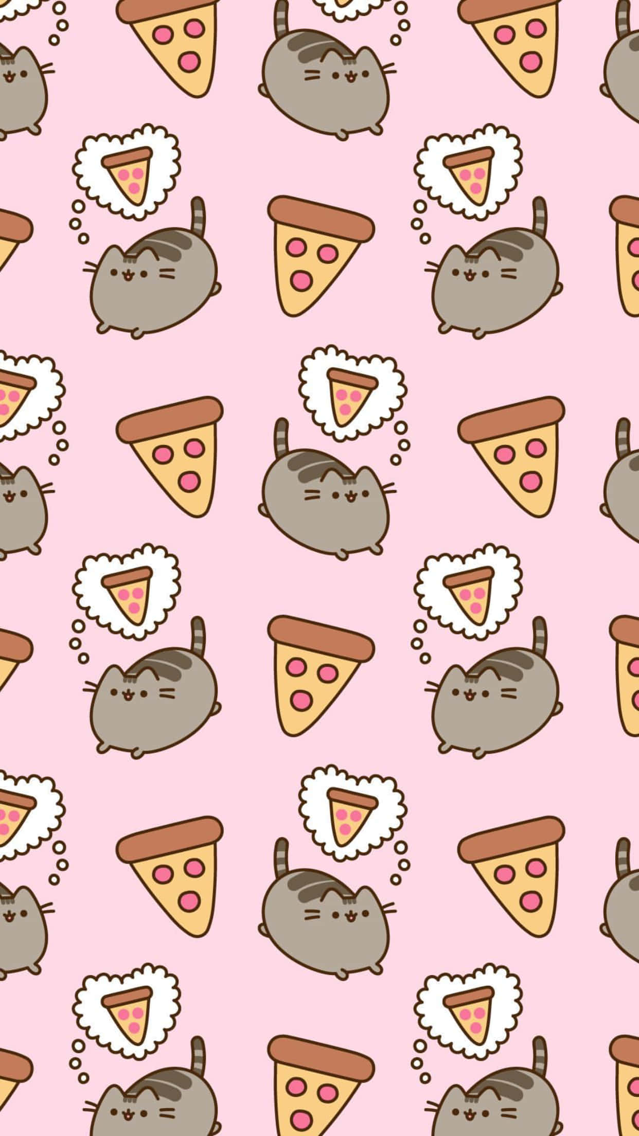 Pusheen, kawaii, pizza slices, Full HD Phone Wallpaper