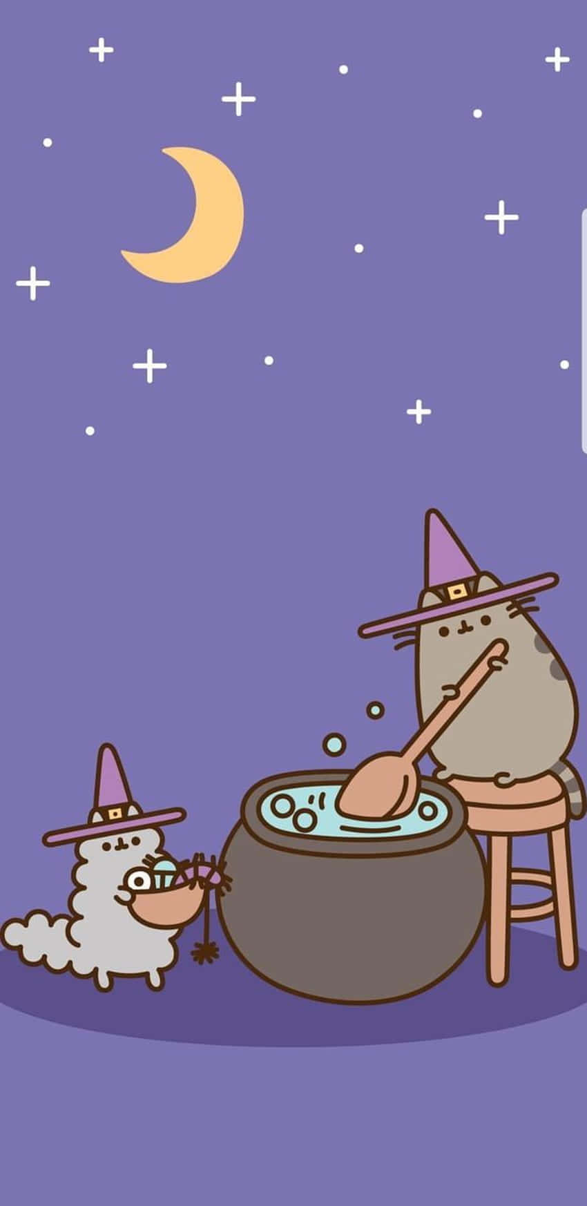 Pusheen, witch hat, cauldron, HD Phone Wallpaper