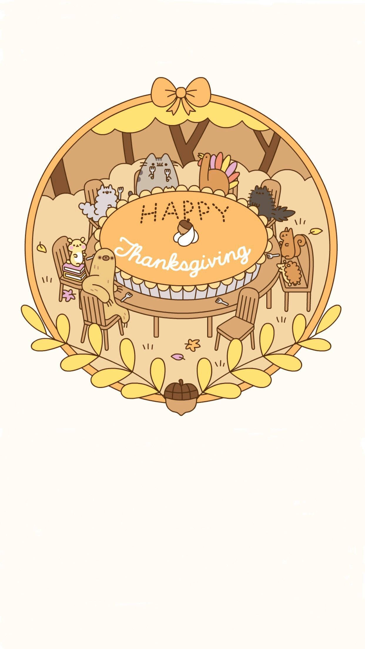 Pusheen, Thanksgiving, turkey, Full HD Phone Wallpaper