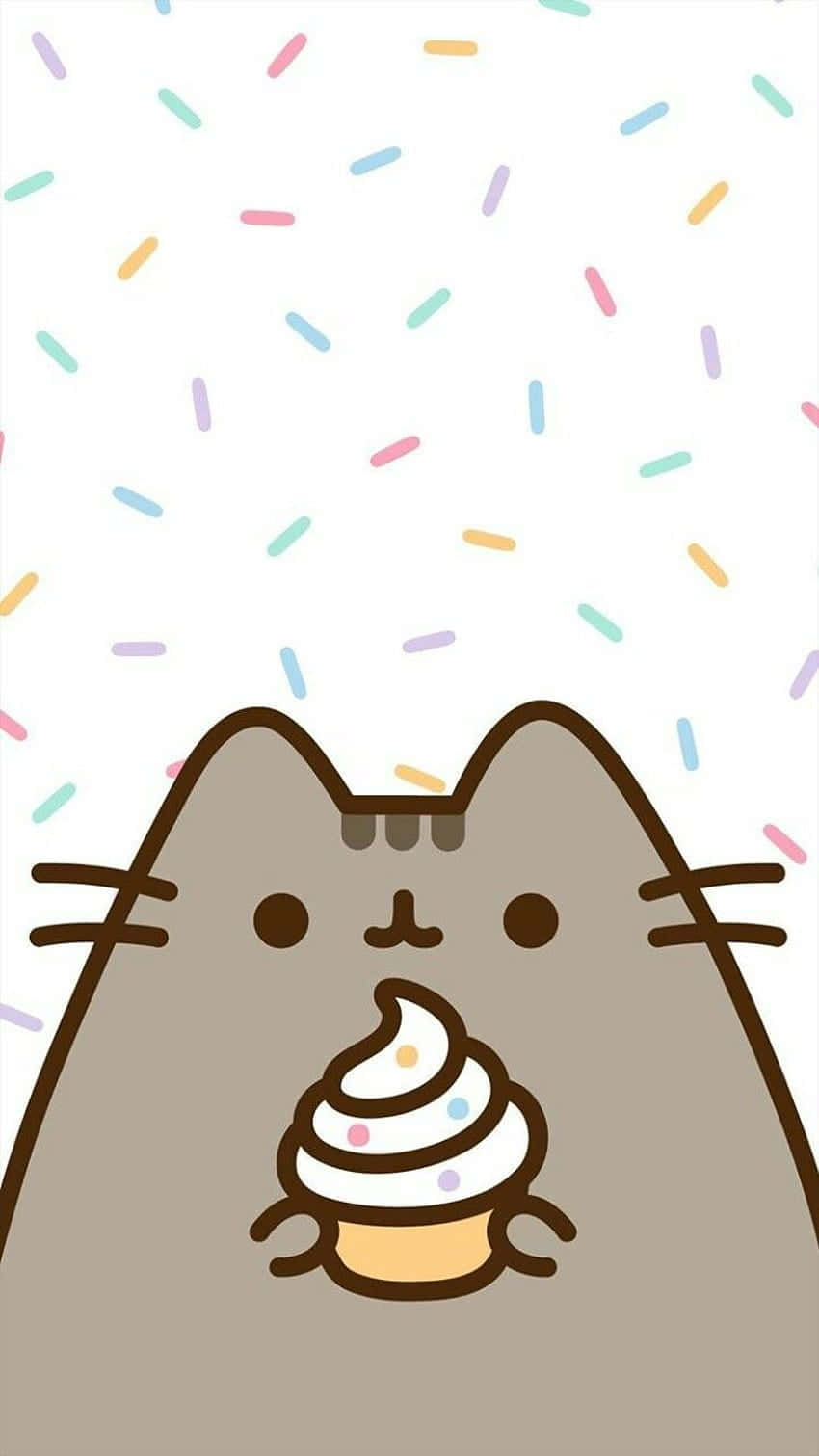 Pusheen, cupcake, colorful sprinkles, HD Phone Wallpaper