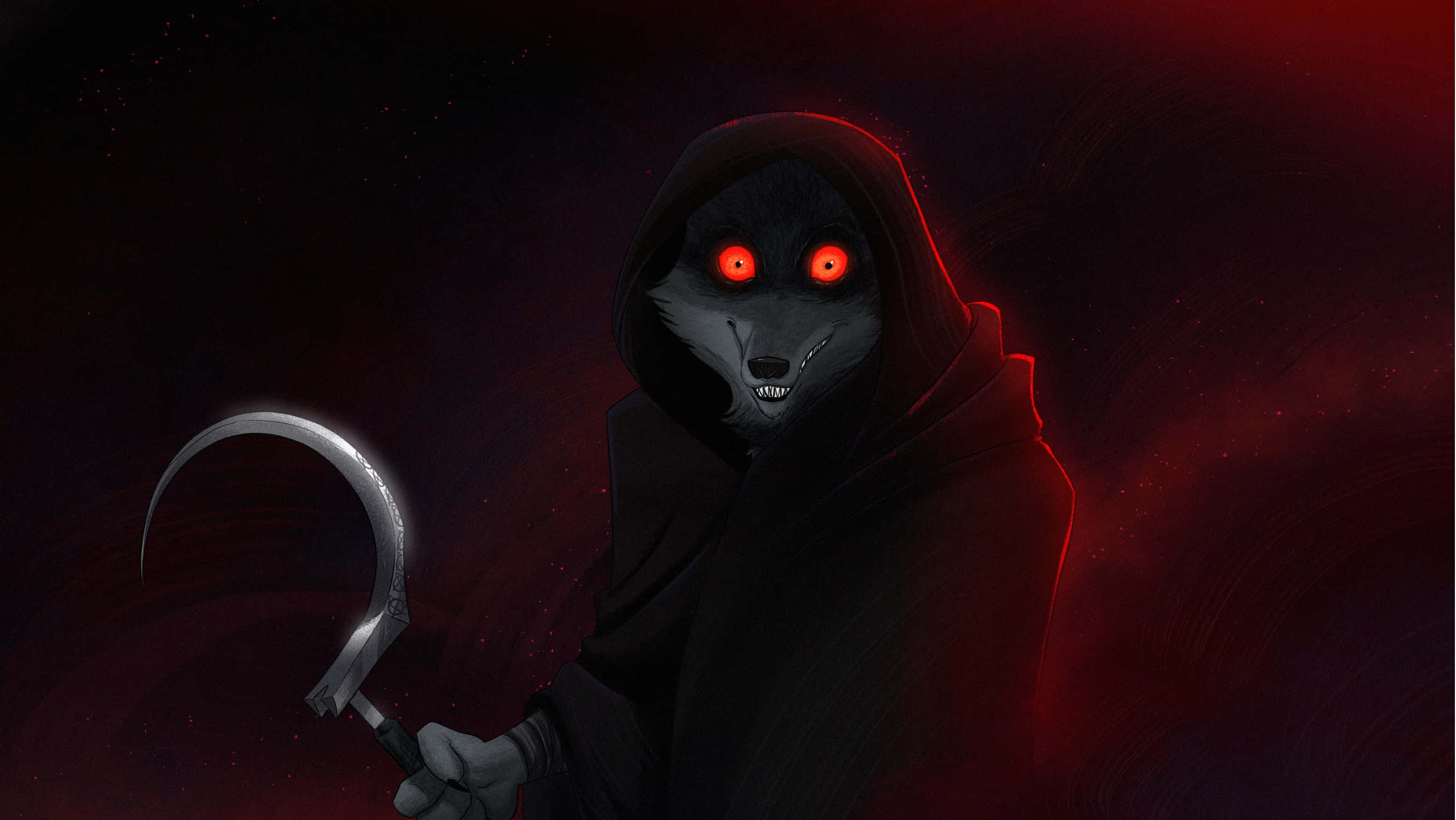 Puss In Boots The Last Wish, grim reaper, glowing red eyes, 2K Desktop Wallpaper