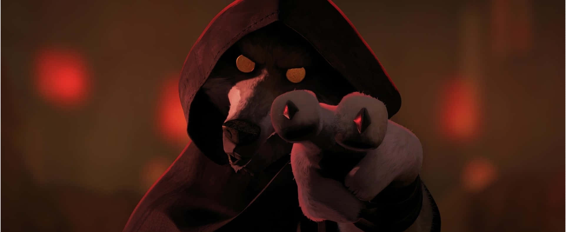 Puss In Boots The Last Wish, hooded figure, glowing orange eyes, Full HD Desktop Wallpaper