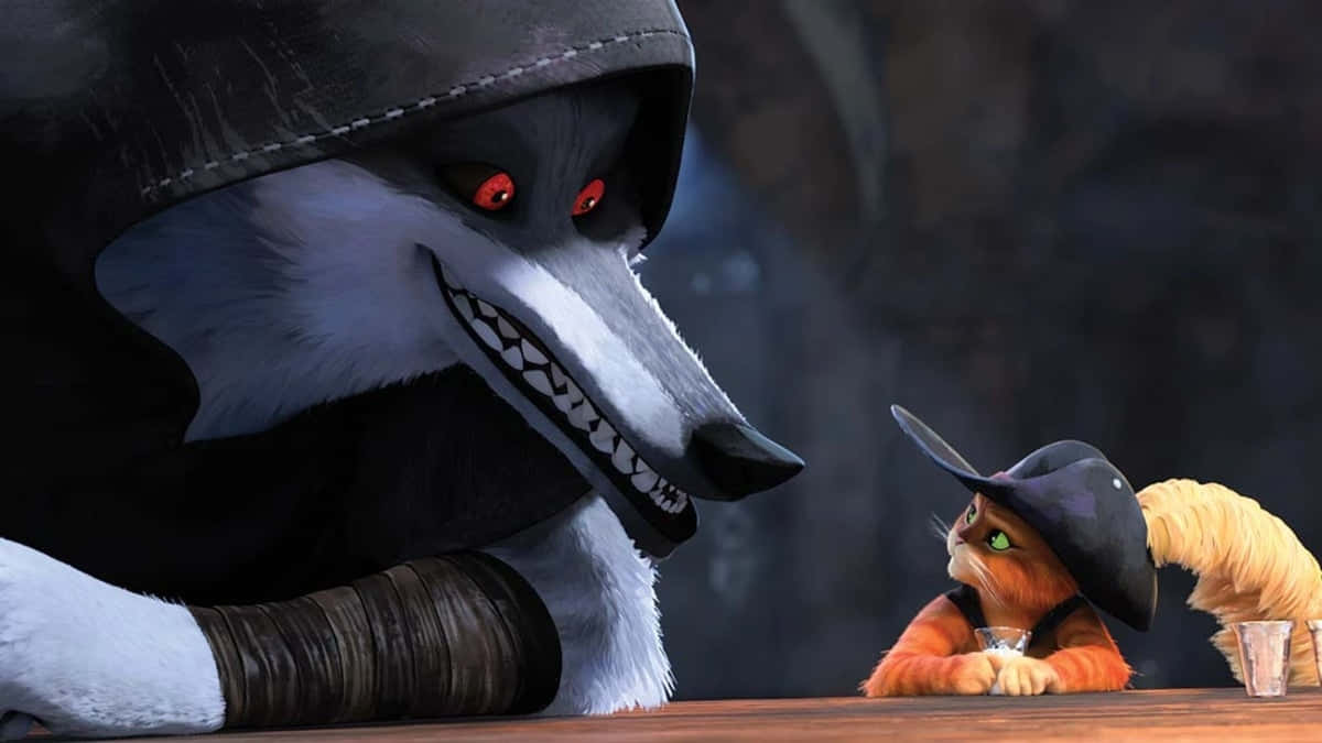 Puss In Boots, wolf, red eyes, SD Desktop Wallpaper