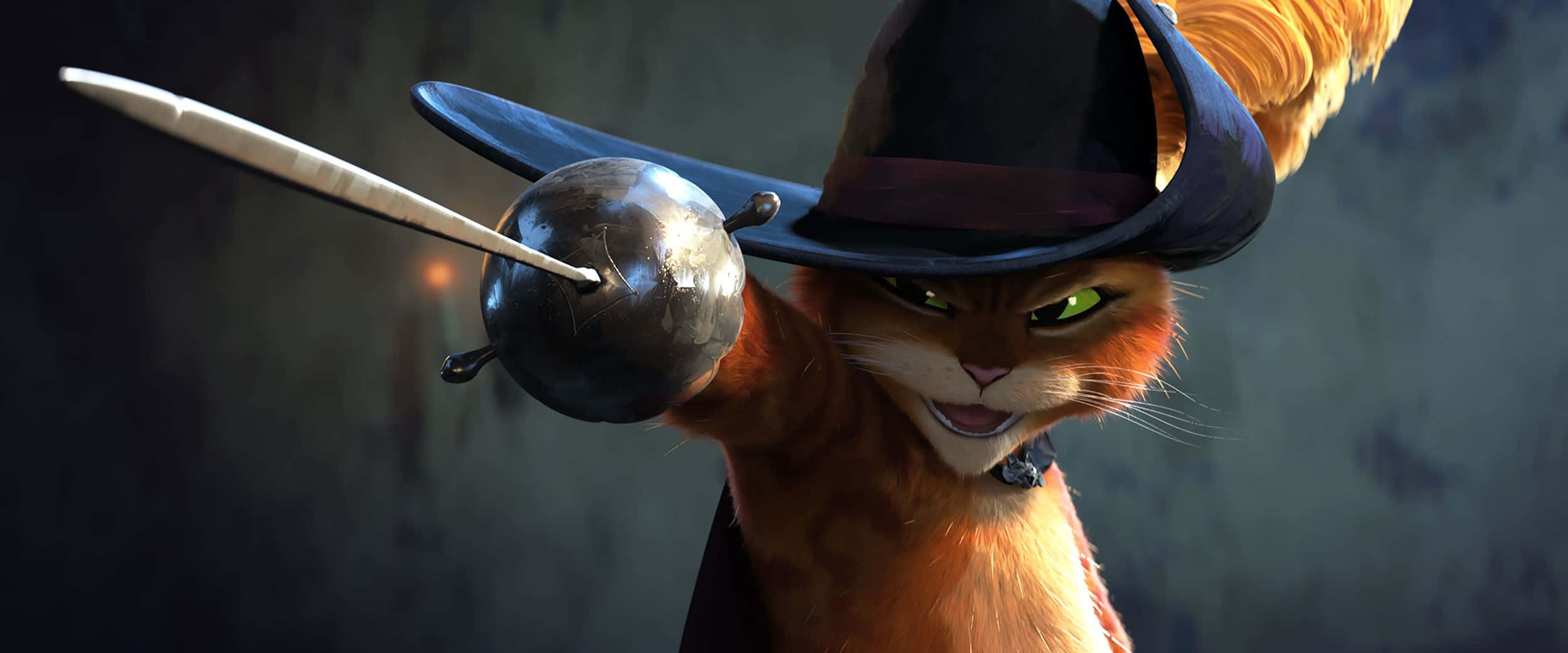 Puss In Boots, sword fight stance, orange cat, Full HD Desktop Wallpaper