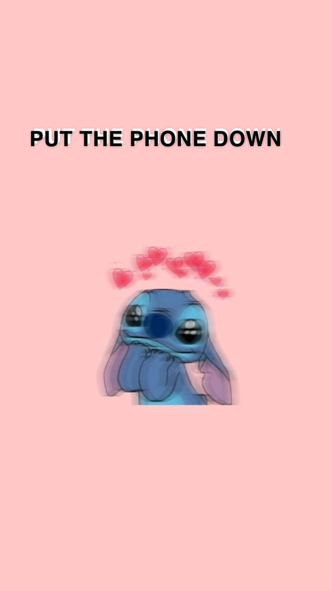blue cartoon alien, hearts above its head, pink background, Full HD Phone Wallpaper