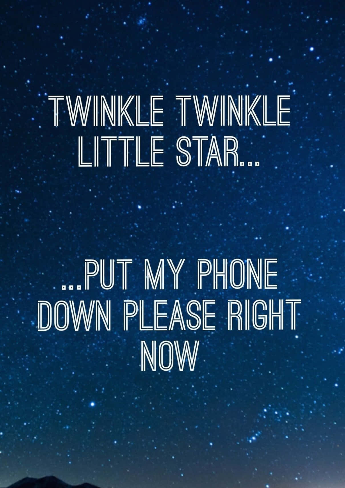Starry Night, twinkle twinkle little star, white outlined text, HD Phone Wallpaper