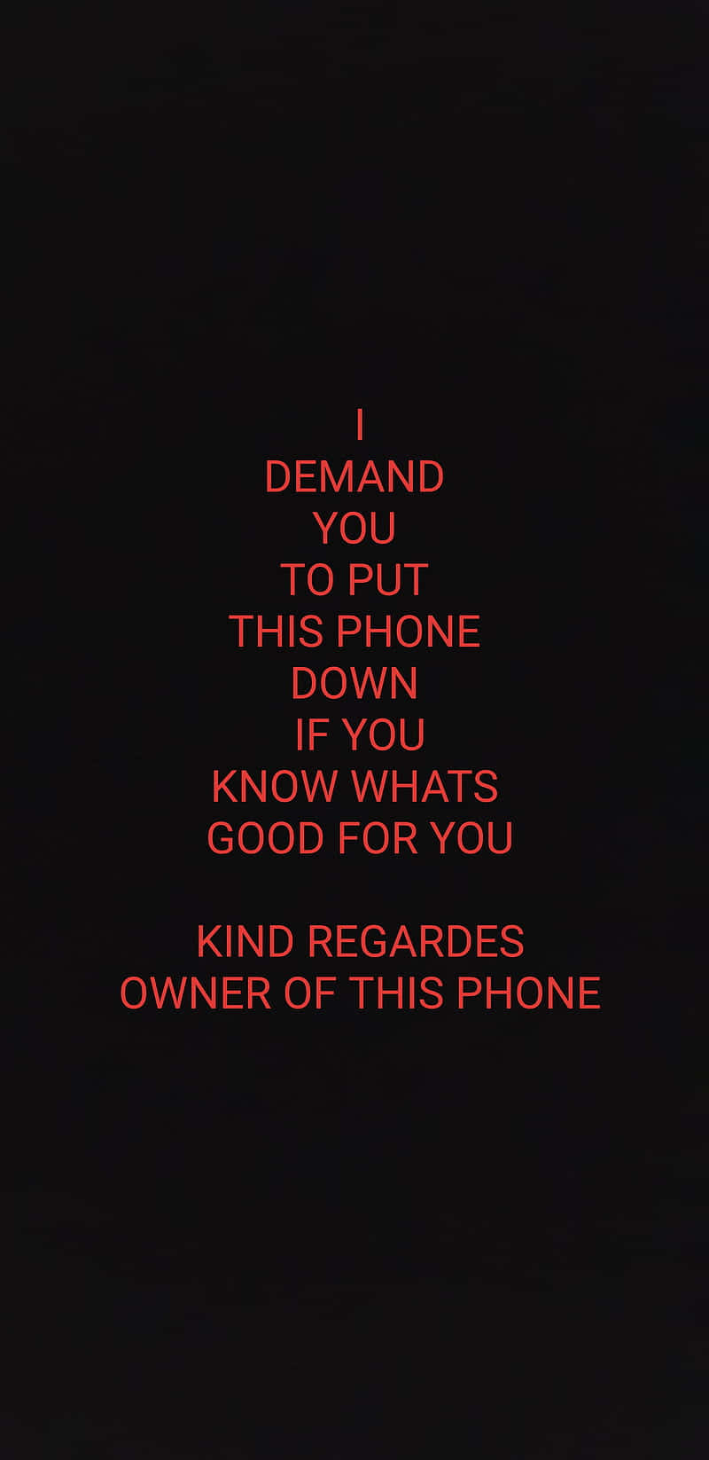 Put The Phone Down, black background, bold red text, HD Phone Wallpaper