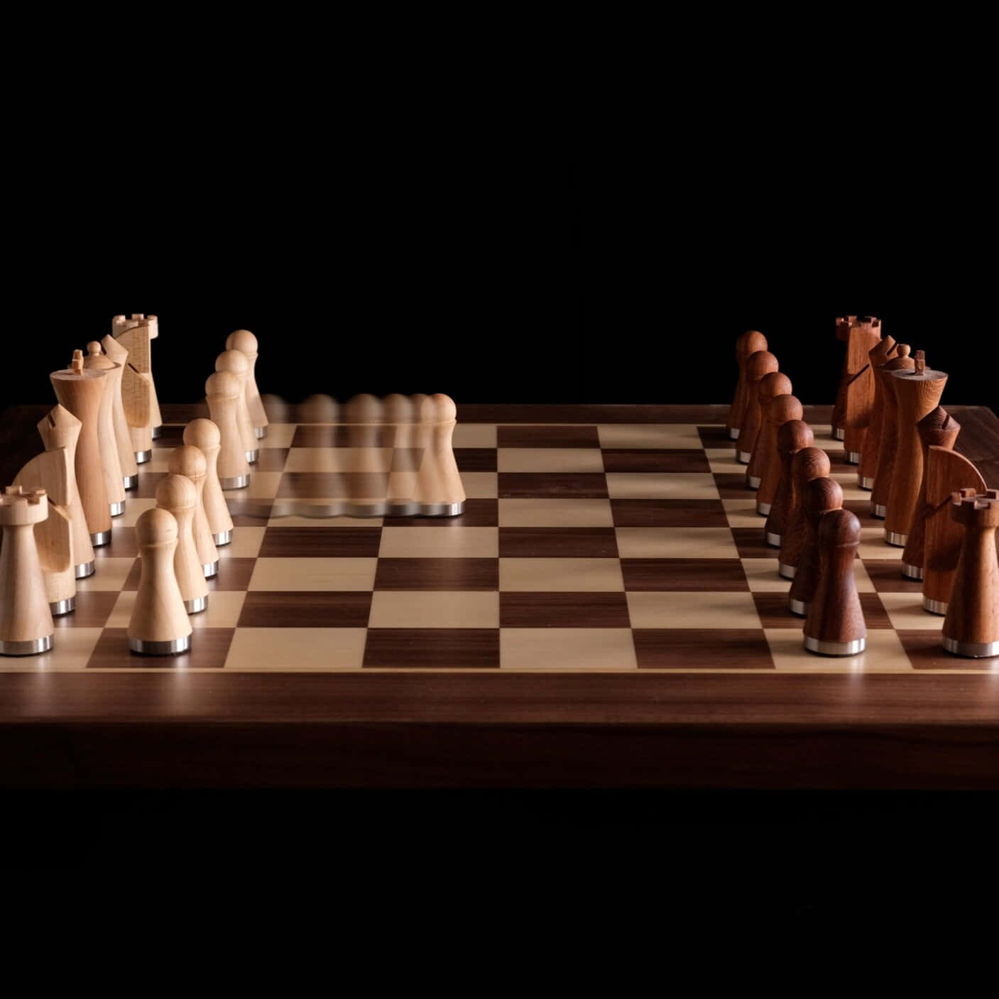 chessboard, wooden chess set, light and dark pieces, HD Desktop Wallpaper