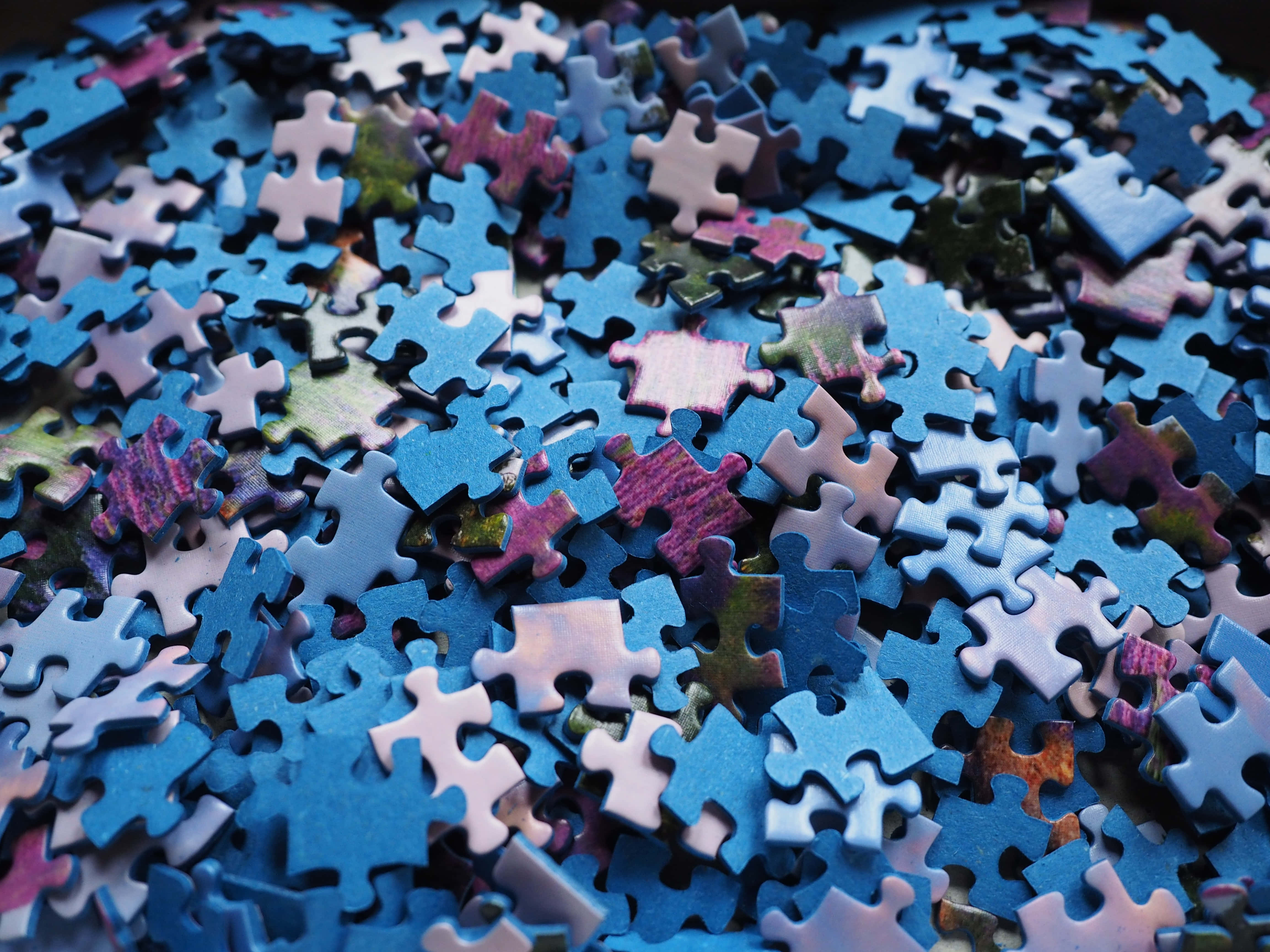 puzzle games, blue tones, purple, 4K Desktop Wallpaper