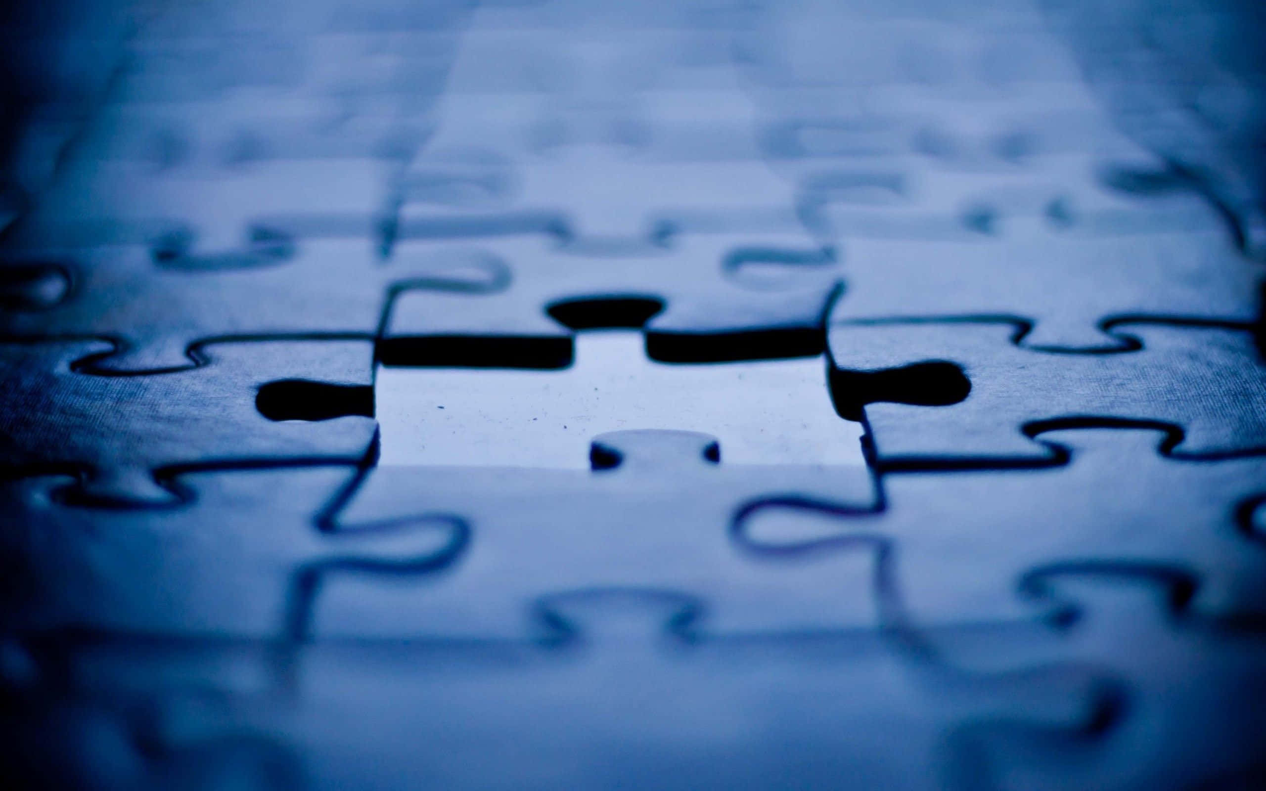 puzzle, blue puzzle, central missing piece, 2K Desktop Wallpaper