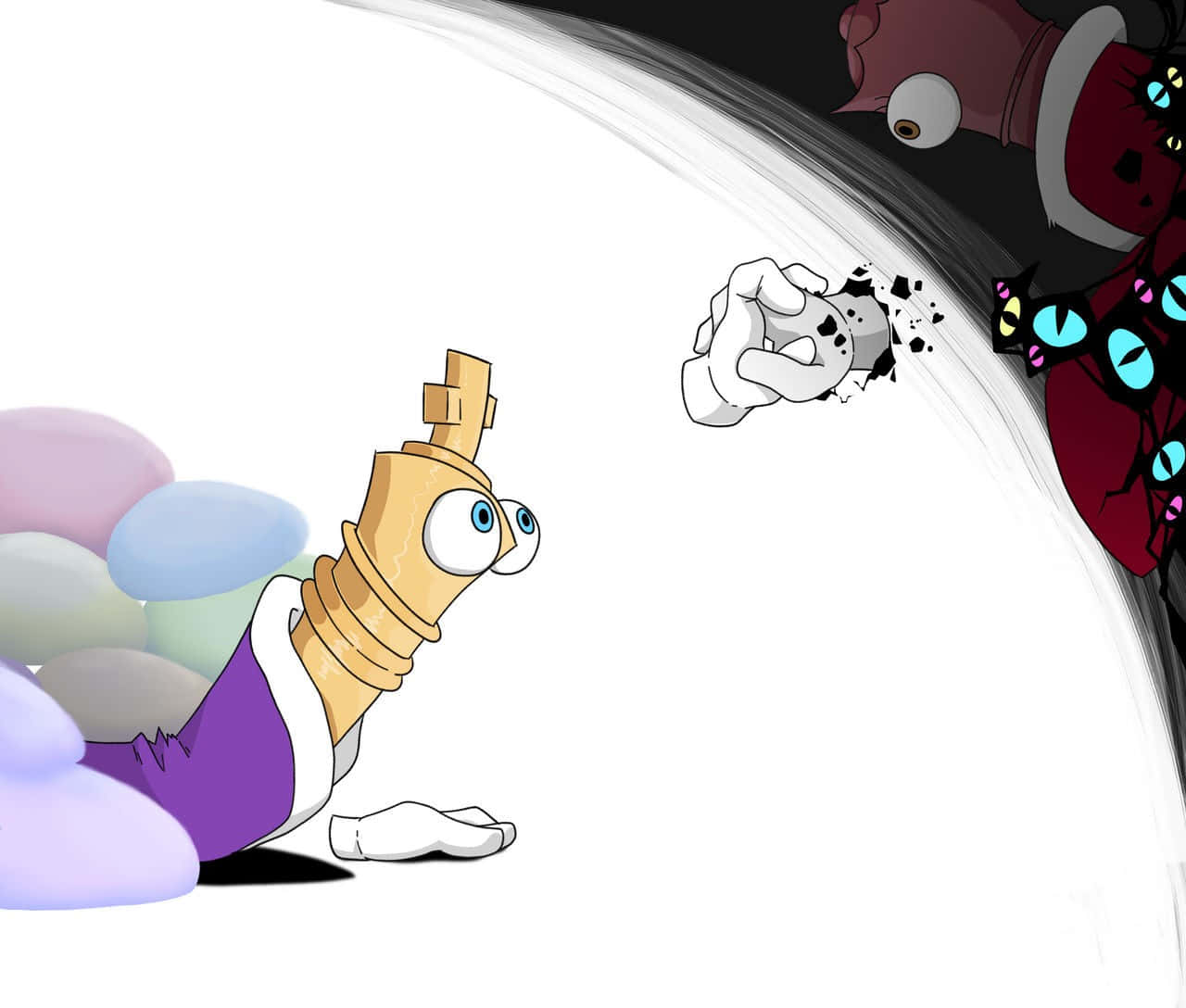 animated chess piece, purple skirt, dark creature, HD Desktop Wallpaper