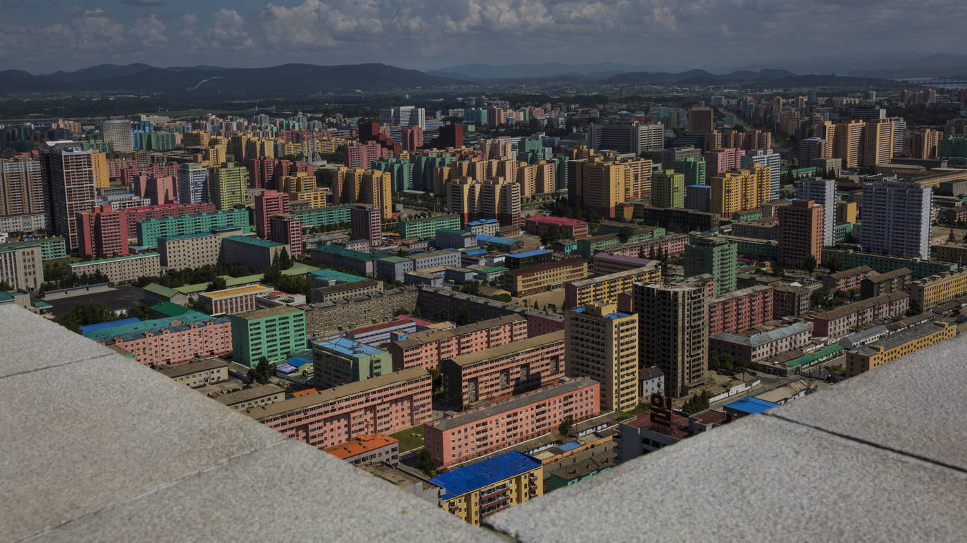Pyongyang, colorful apartment blocks, aerial view, HD Desktop Wallpaper