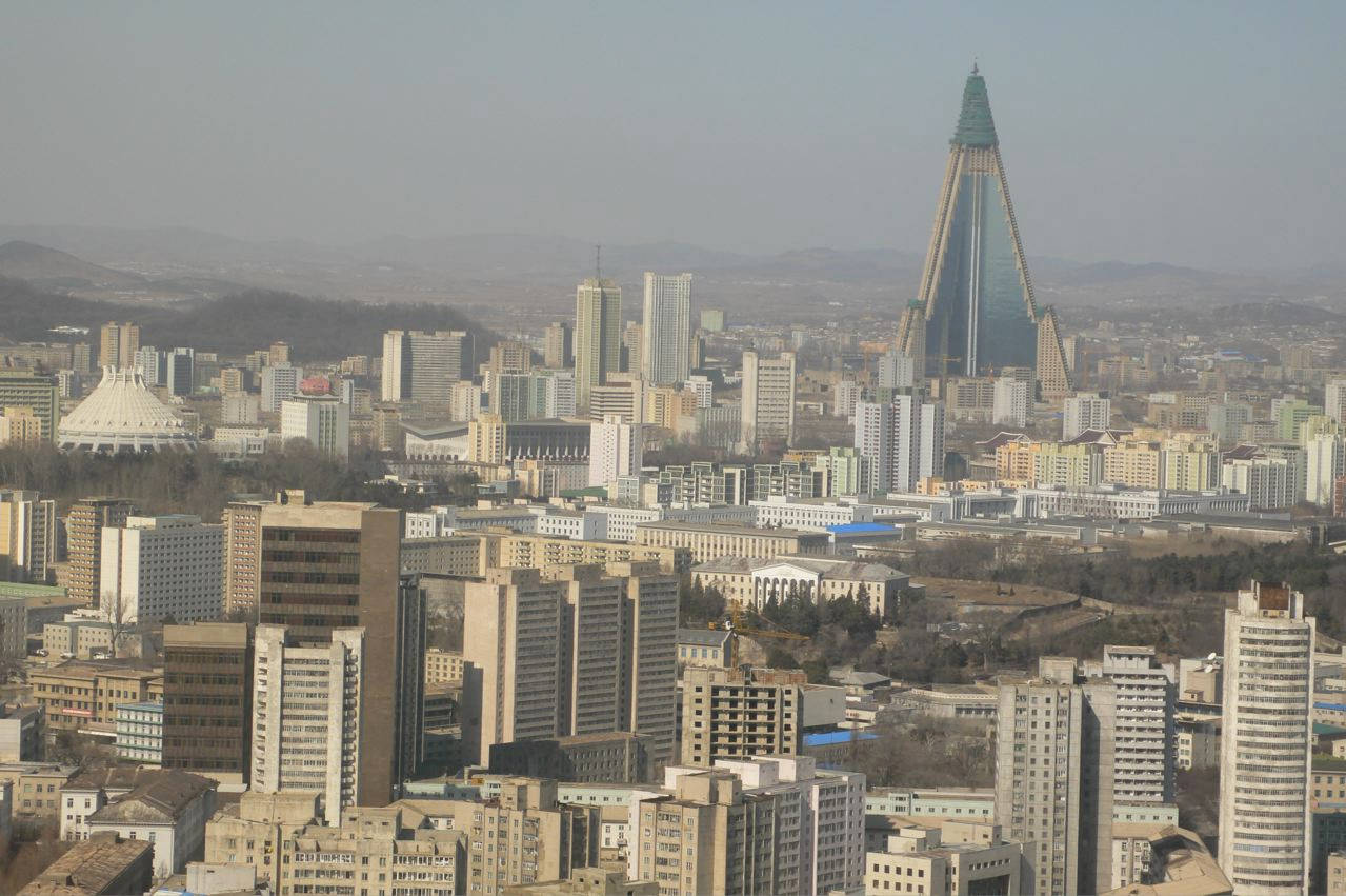 Pyongyang, glass pyramid skyscraper, urban skyline, SD Desktop Wallpaper