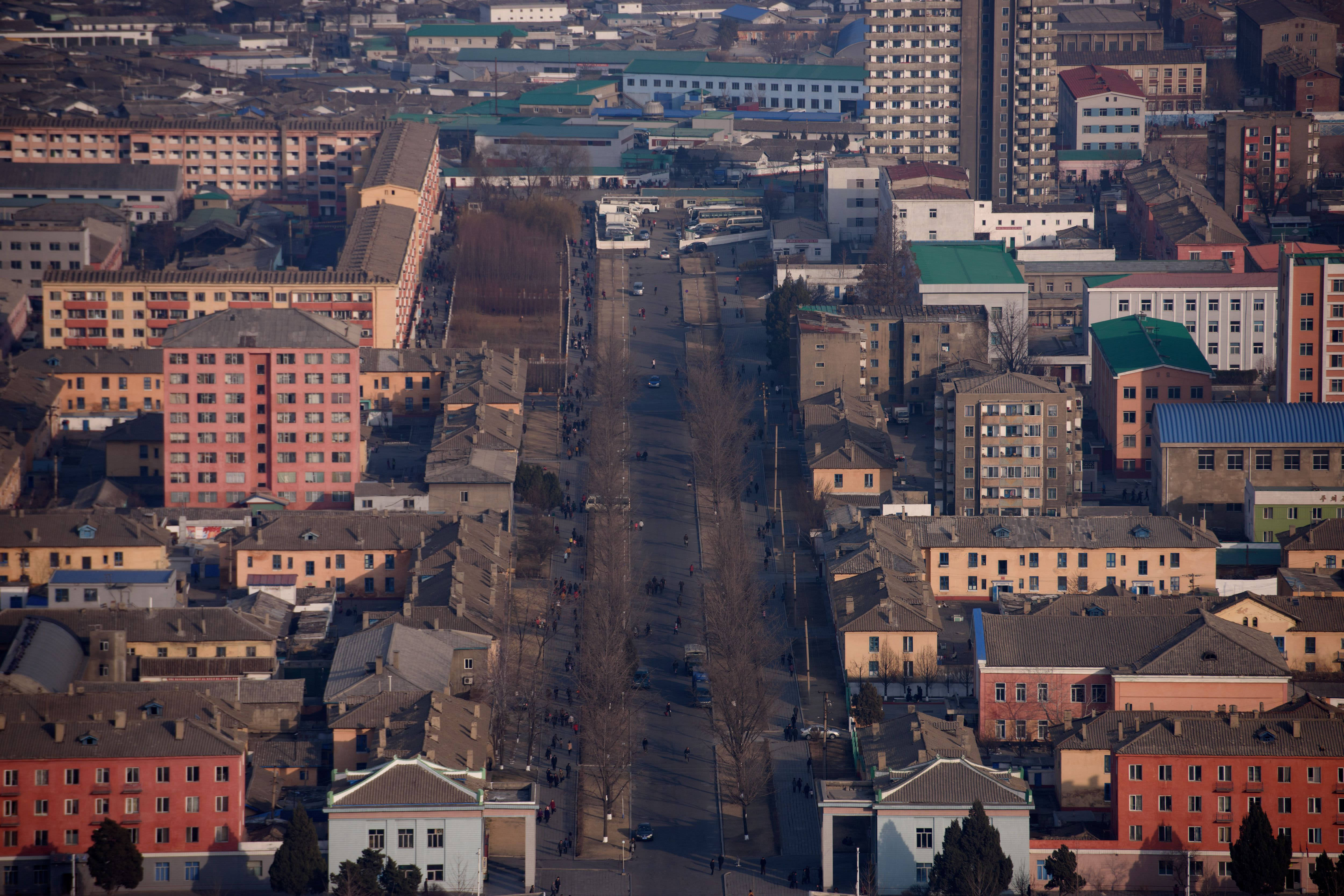 Pyongyang, apartment blocks, aerial view, 4K Desktop Wallpaper