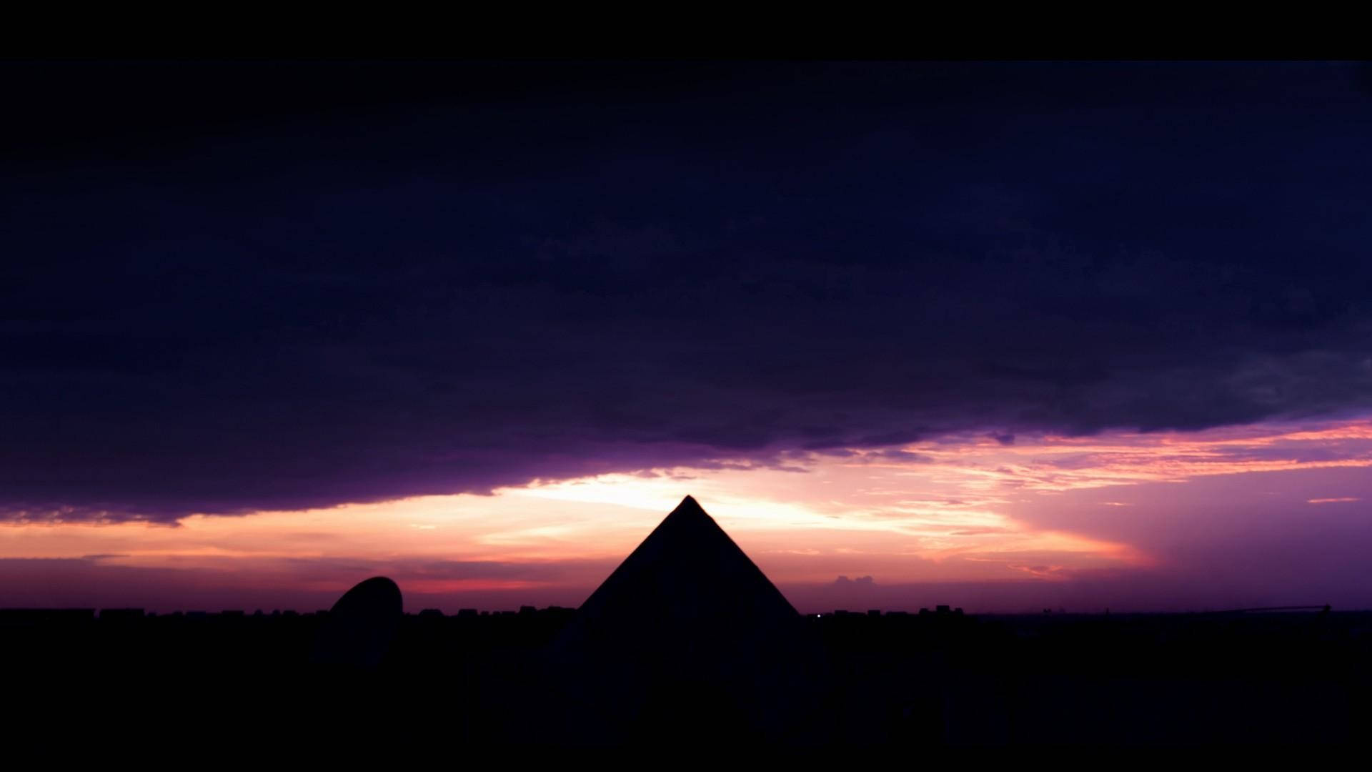 Black Pyramid, twilight sky, deep purples, Full HD Desktop Wallpaper