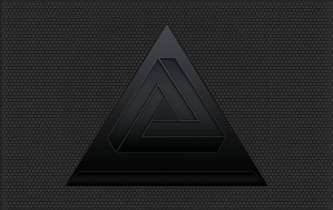 black pyramid, black metal mesh, triangular logo, SD Desktop Wallpaper