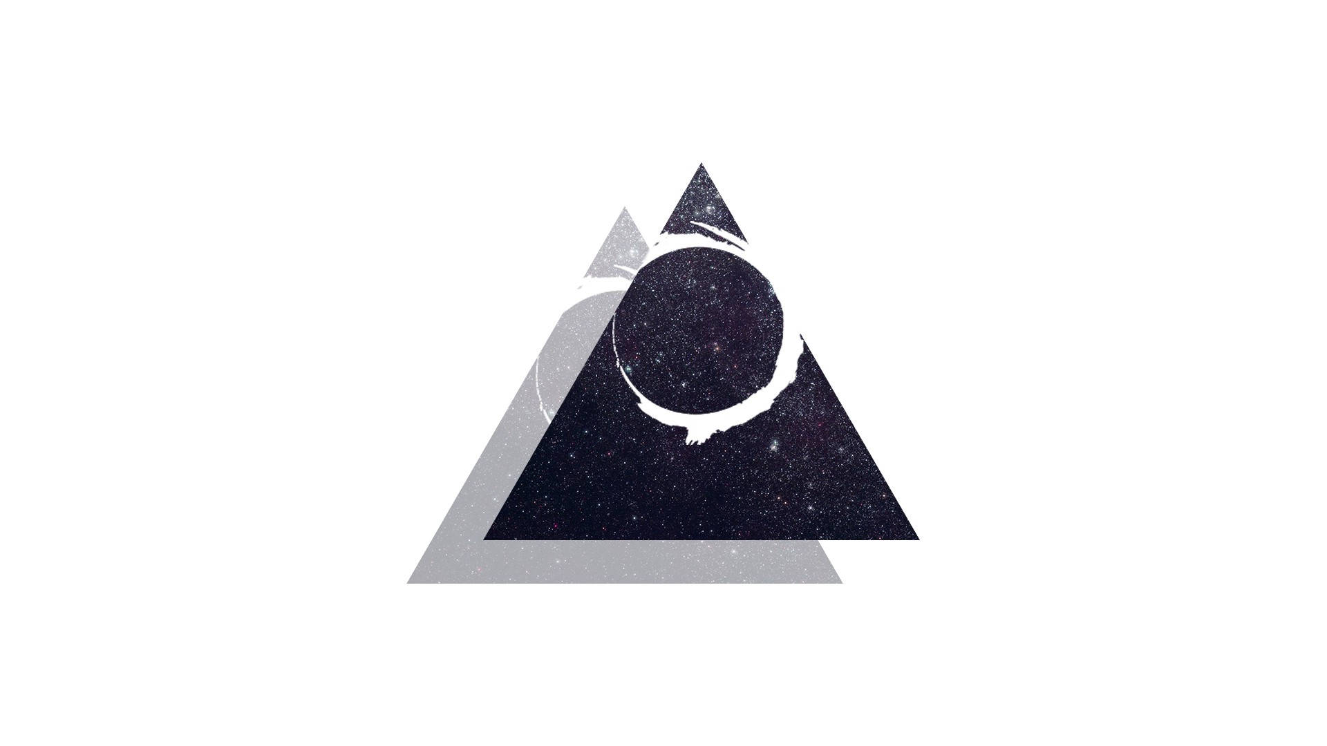 black pyramid, circle outline, starry cosmic circle, Full HD Desktop Wallpaper