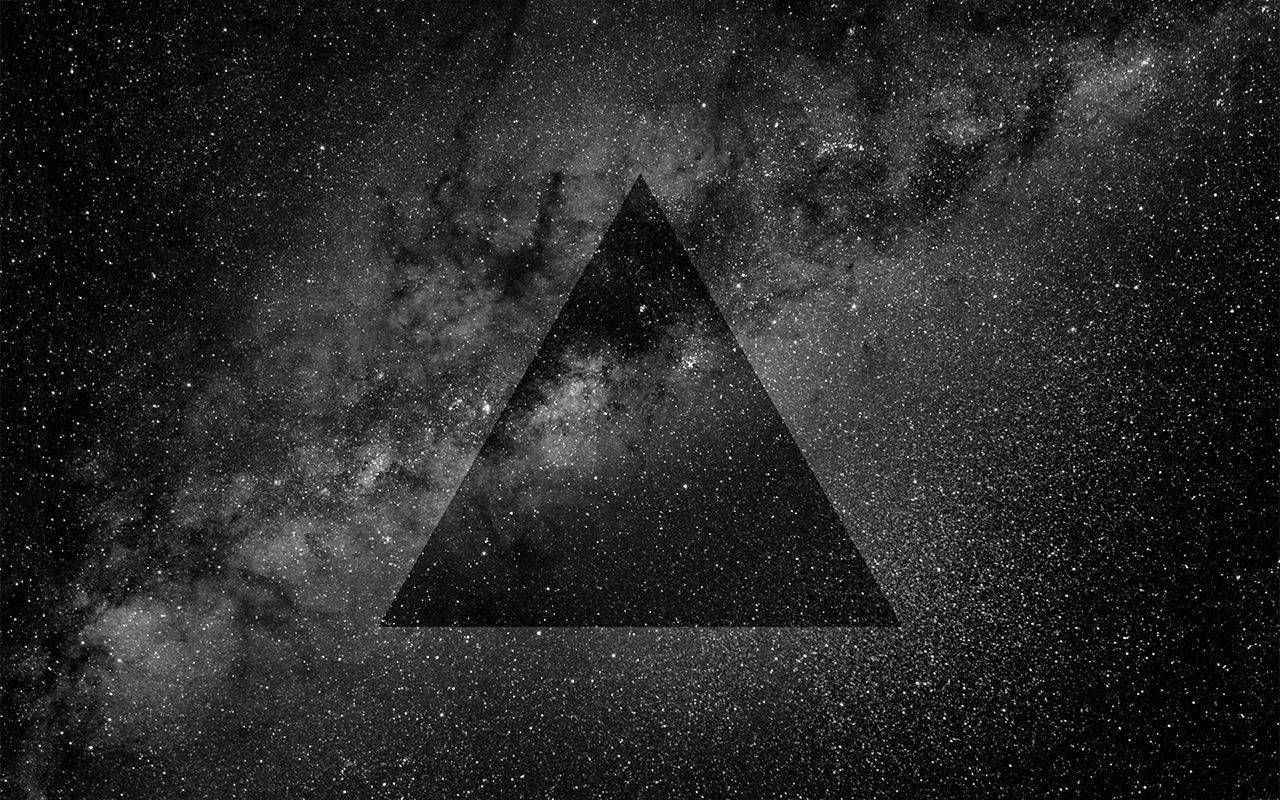 dusty white, black pyramid, cosmic nebula, HD Desktop Wallpaper