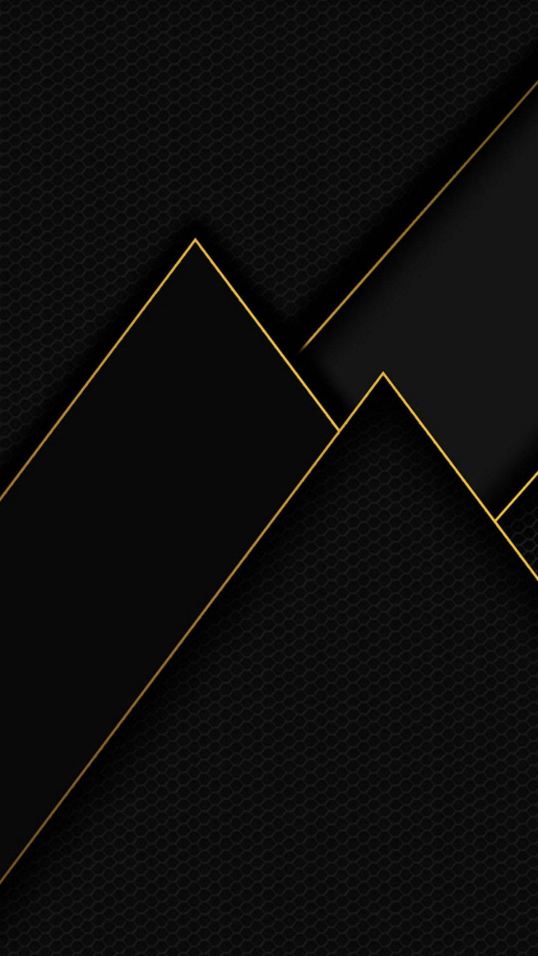 black pyramid, gold outline, hexagonal texture, Full HD Phone Wallpaper