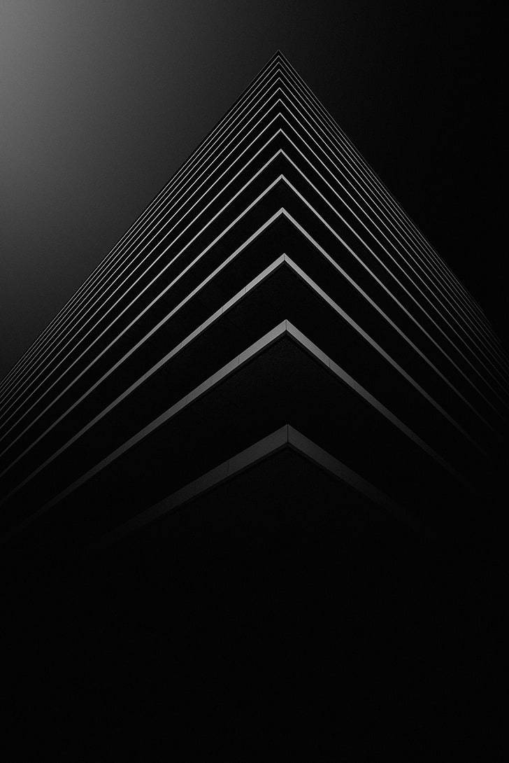 black pyramid, 3d, minimalist, SD Phone Wallpaper