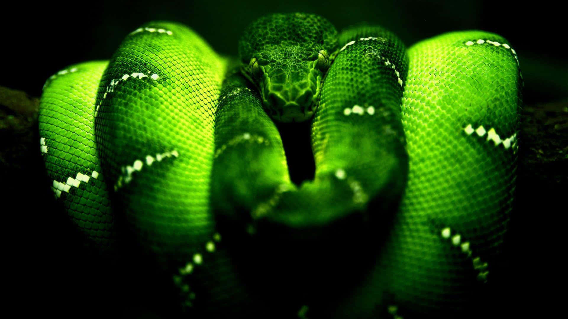 green snake, white diamond patterns, dark background, Full HD Desktop Wallpaper