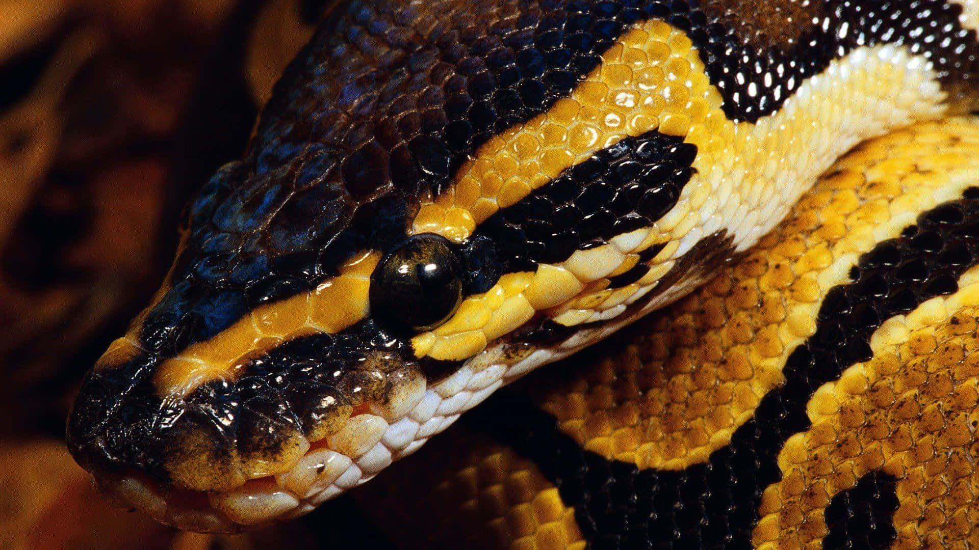 python, yellow and black head, glossy black eyes, Full HD Desktop Wallpaper
