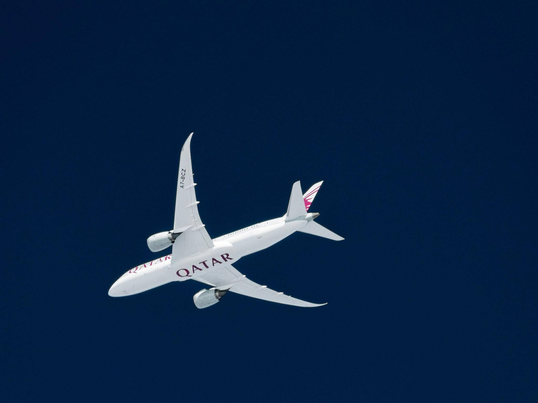 Qatar Airways, white, deep blue sky, Full HD Desktop Wallpaper