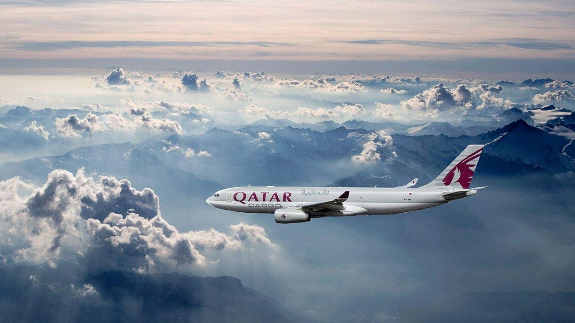 Qatar Airways, cargo plane, cloudy sky, Full HD Desktop Wallpaper