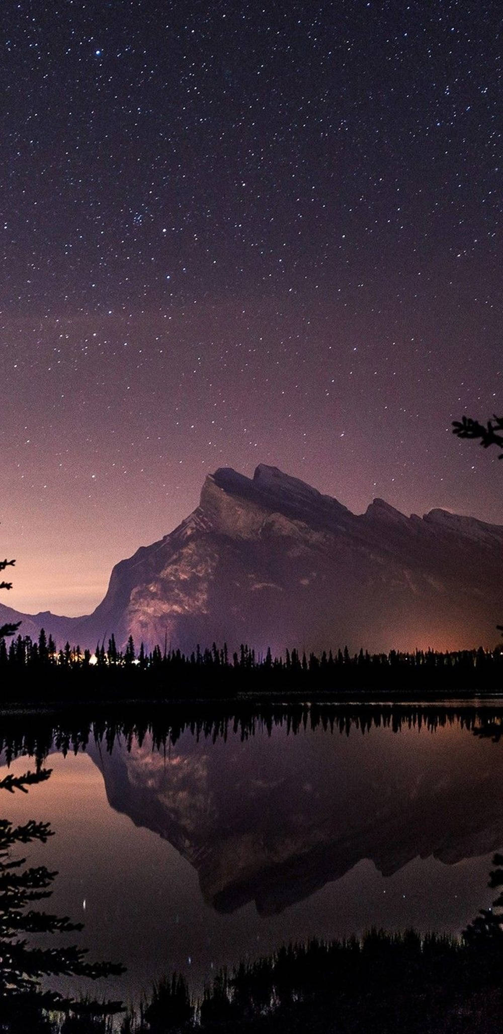QHD, vermillion lake, starry night sky, Full HD Phone Wallpaper