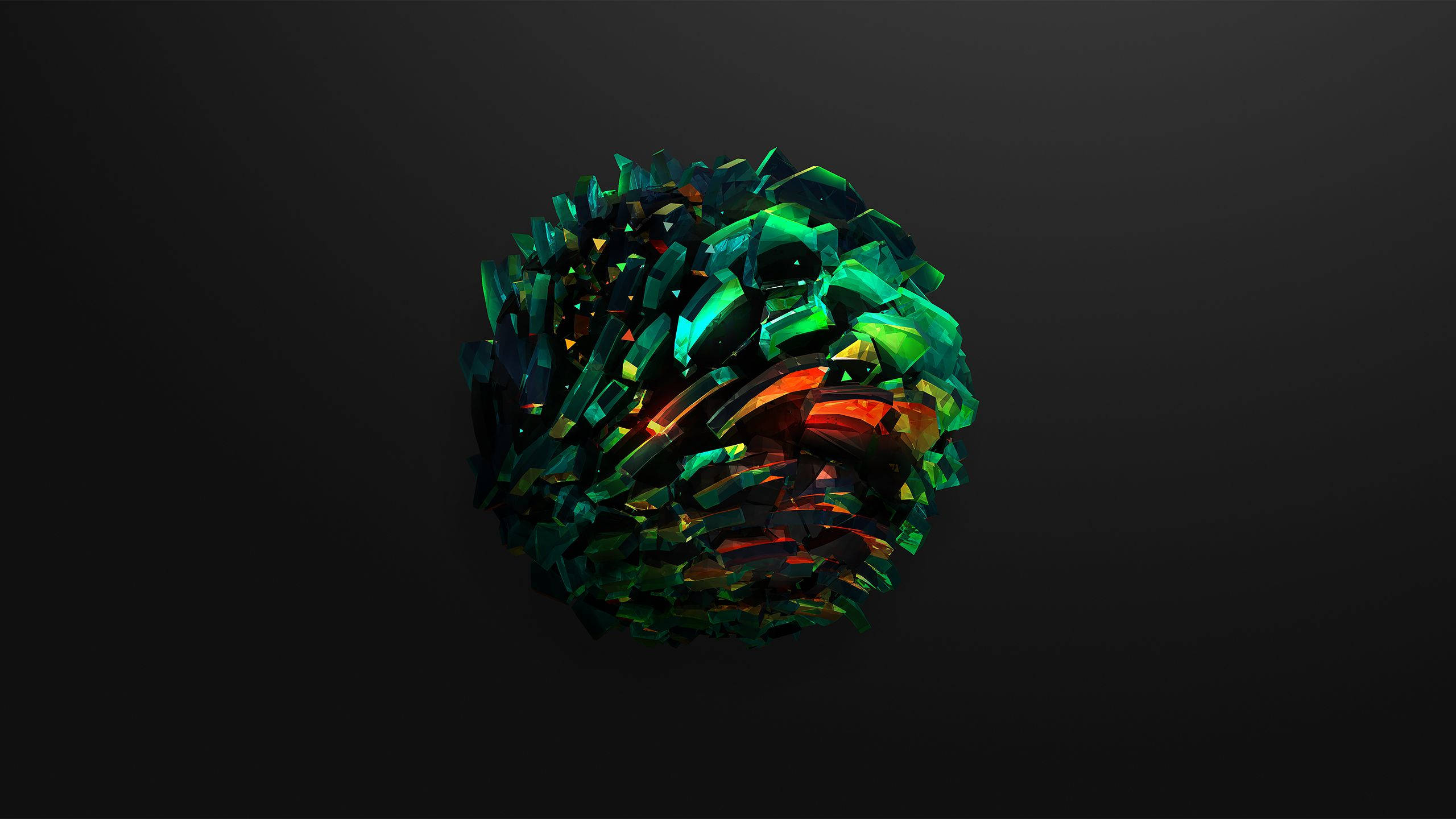 QHD, 3D, green, 2K Desktop Wallpaper