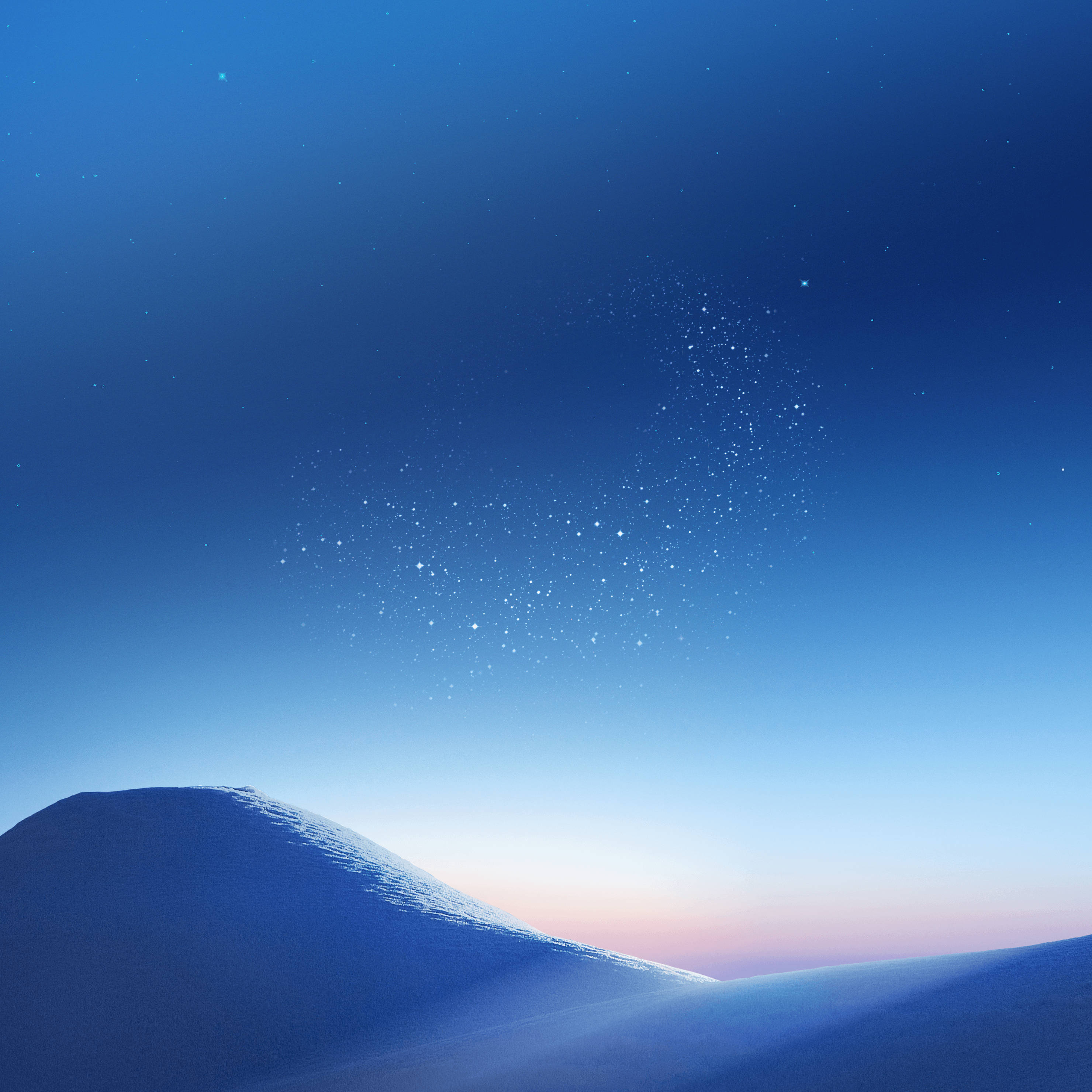 snowy mountain, soft sky, deep blue twilight sky, 2K Desktop Wallpaper