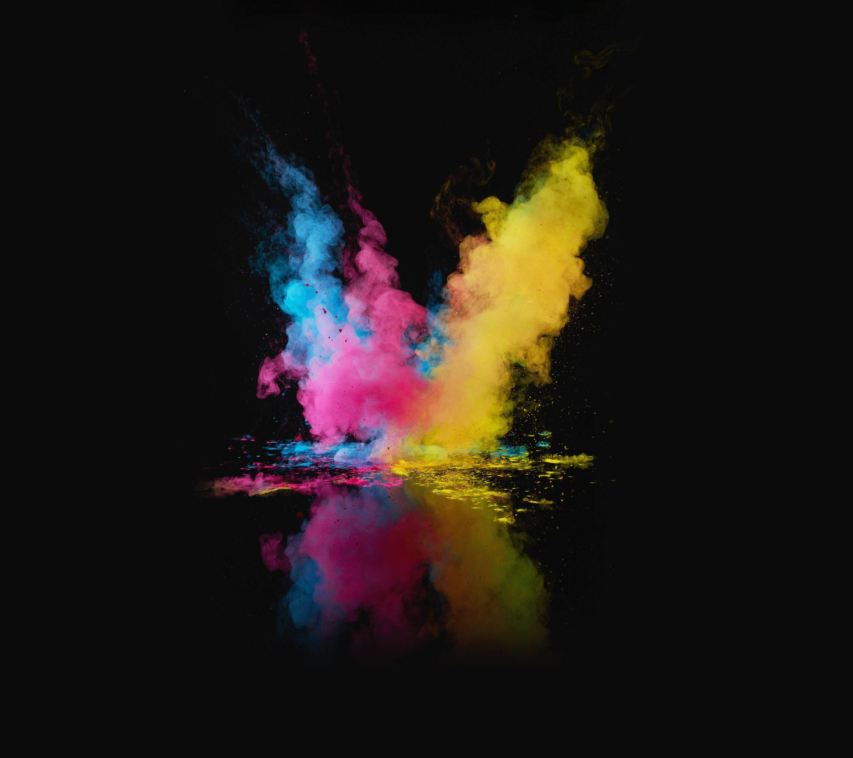 QHD, multicolored smoke explosion, pink, 2K Desktop Wallpaper