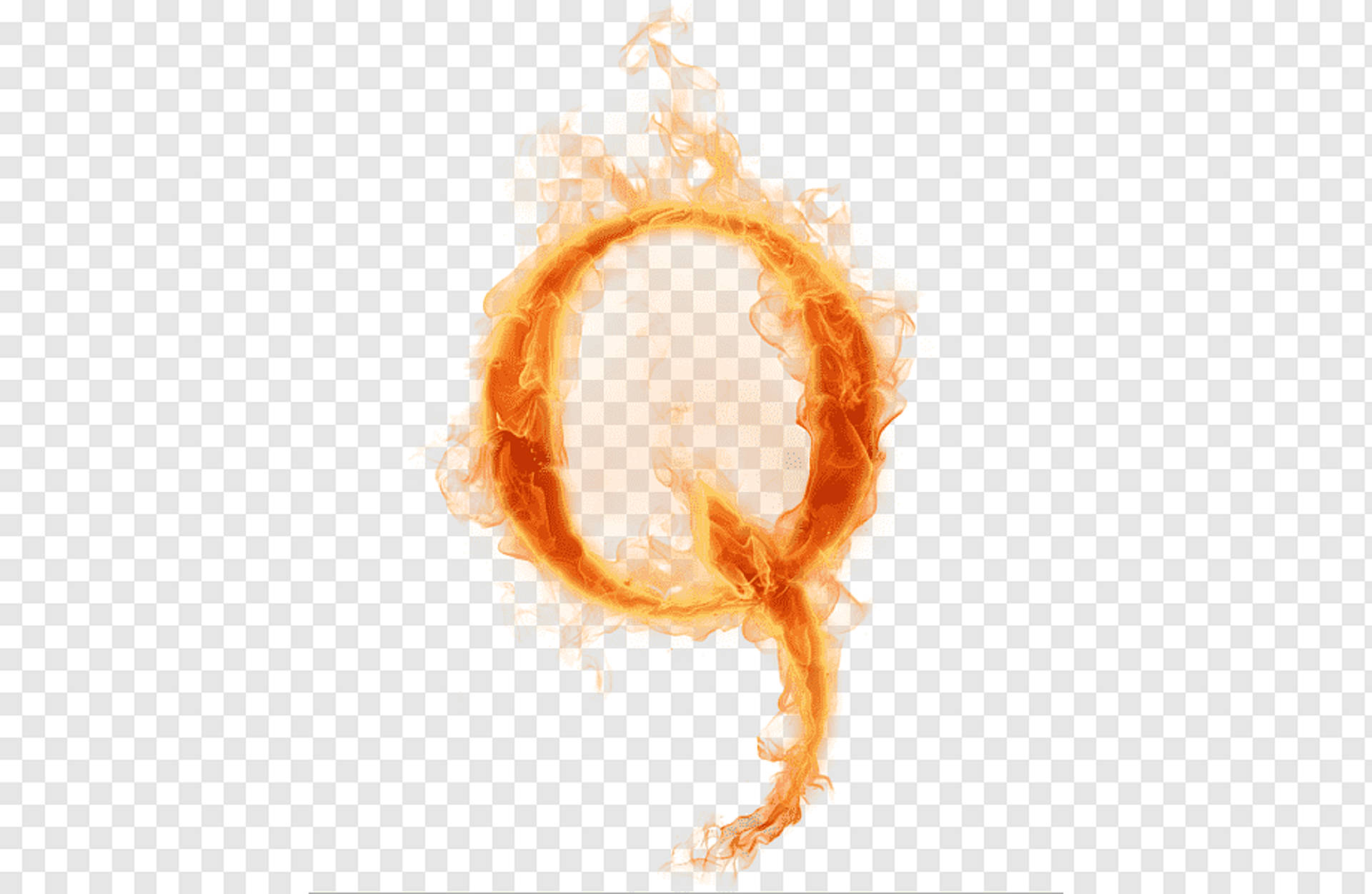 flaming letter Q, swirling flames, orange and yellow hues, Full HD Desktop Wallpaper