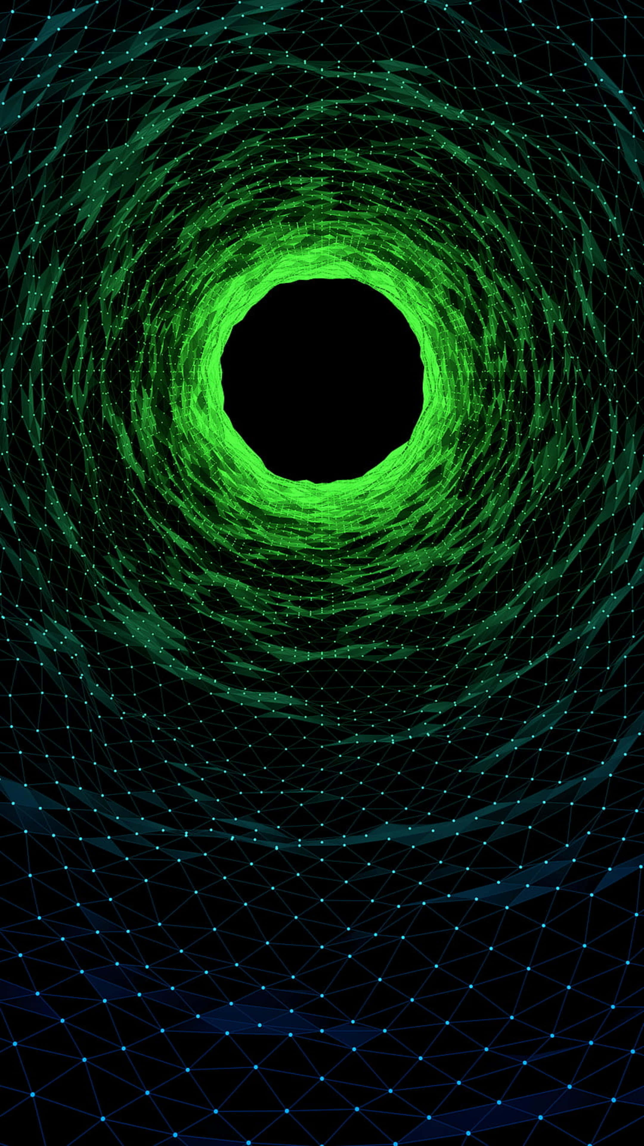 QLED, 2160 x 3840, glowing green particles, 4K Phone Wallpaper