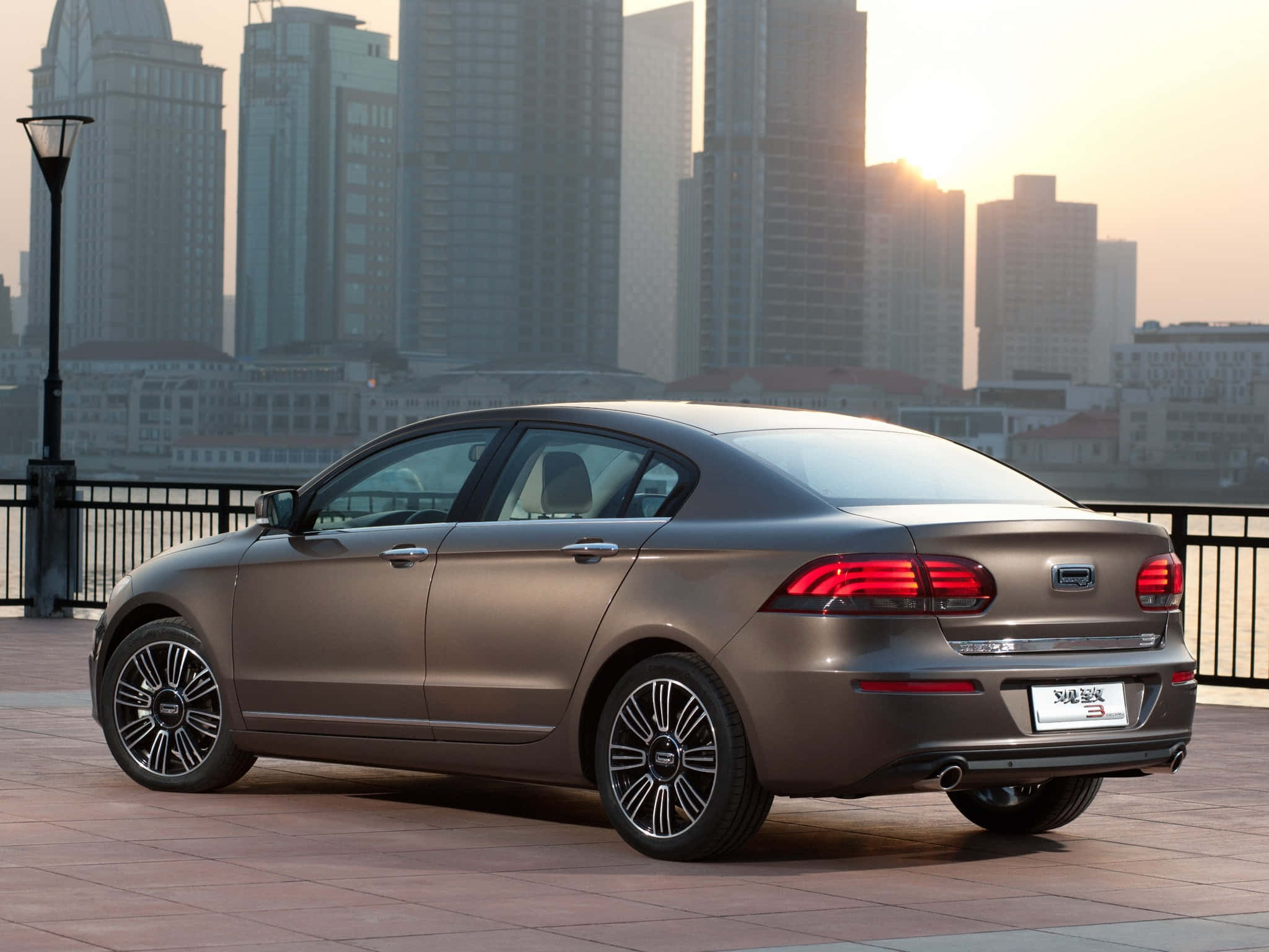 Qoros 3 Sedan, bronze, urban setting, Full HD Desktop Wallpaper