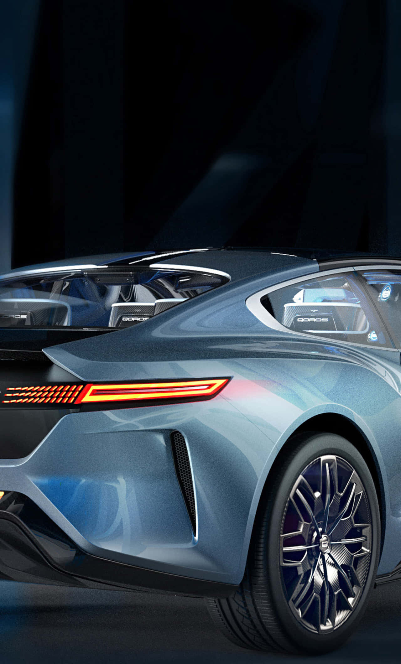 Qoros, luxury sedan, futuristic blue sports car, Full HD Phone Wallpaper