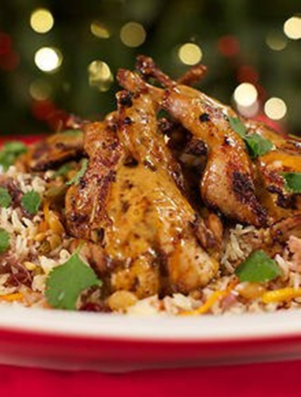 Christmas Quail With Rice, golden roasted quail, bed of rice, HD Phone Wallpaper