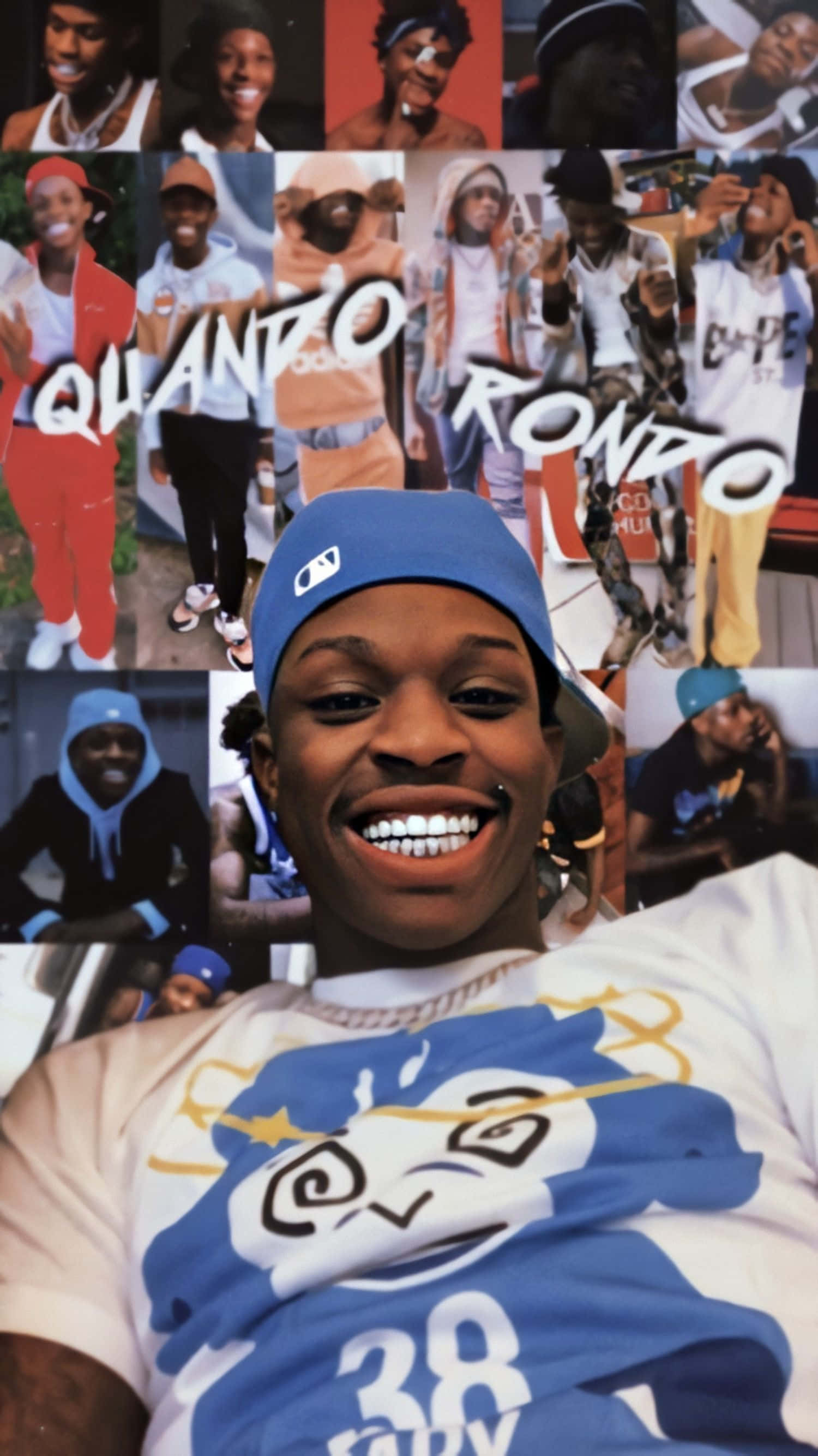Quando Rondo, blue cap, graphic tee, 2K Phone Wallpaper
